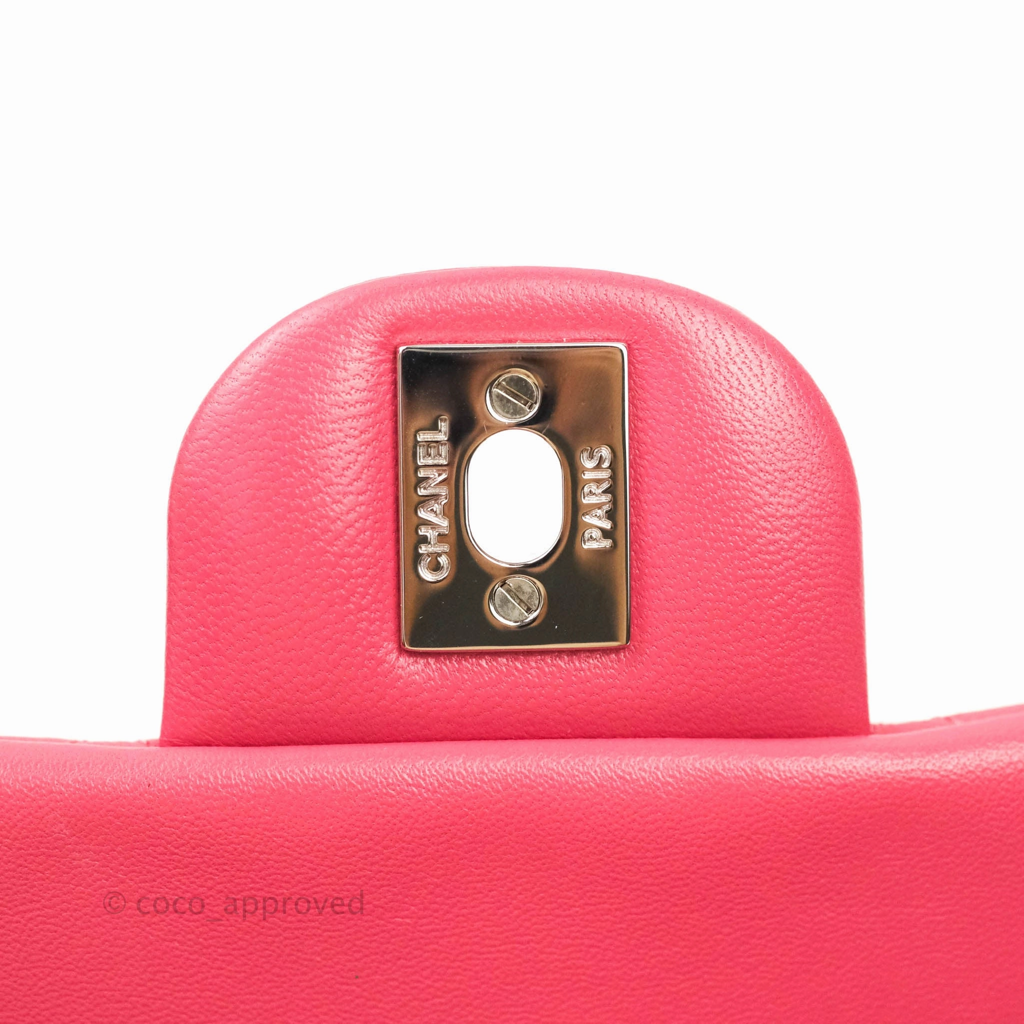 Chanel Mini Square Pink Lambskin Silver Hardware