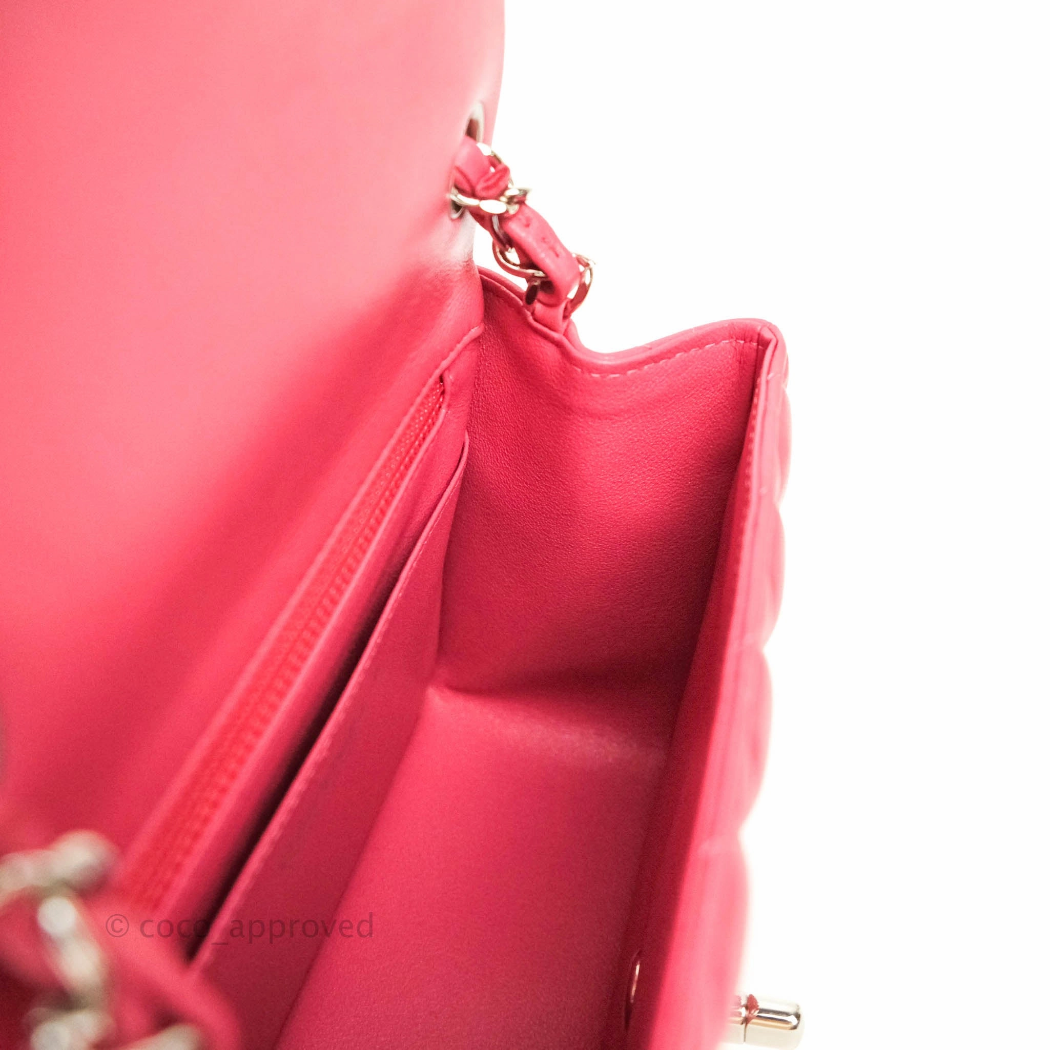 Chanel Mini Square Pink Lambskin Silver Hardware