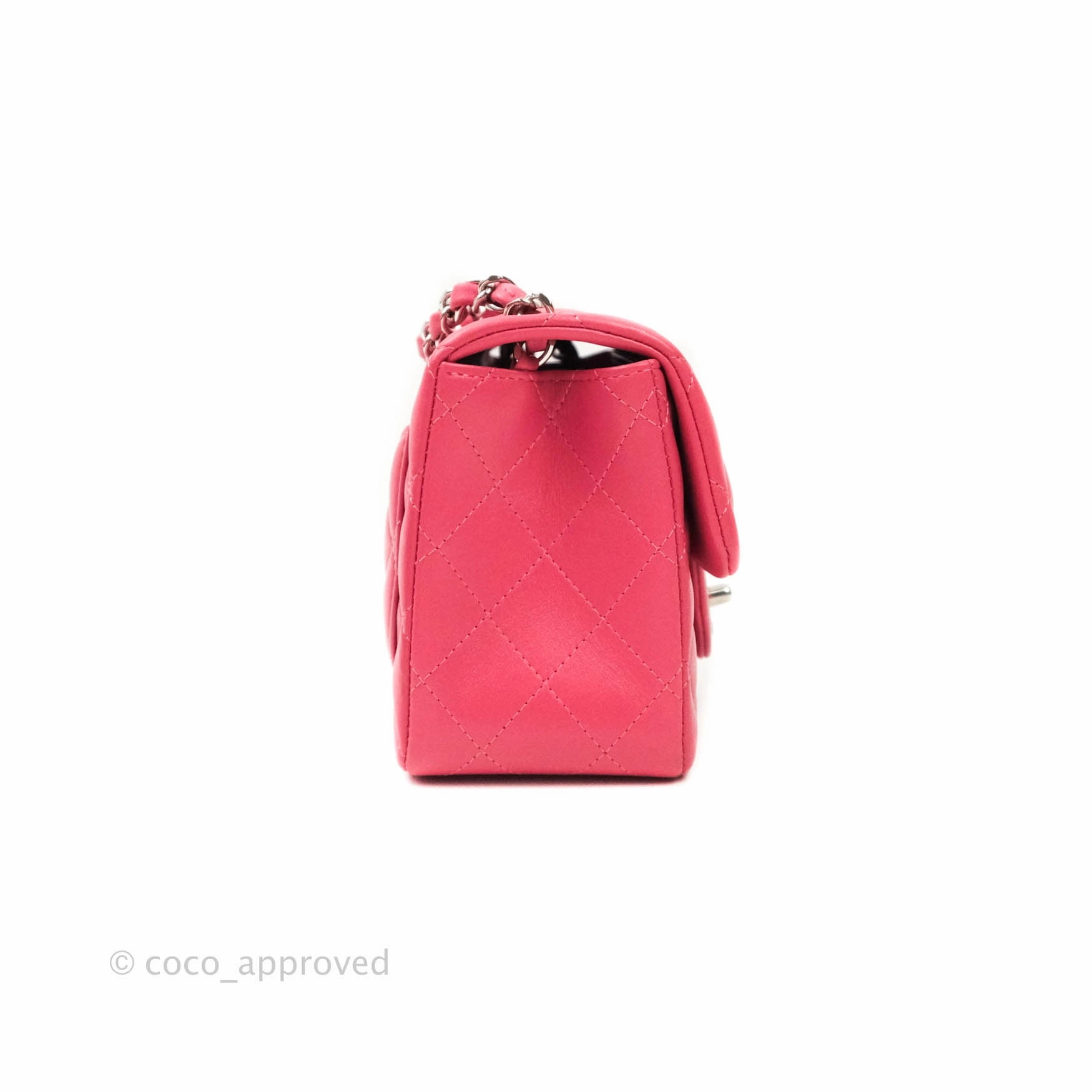 Chanel Mini Square Pink Lambskin Silver Hardware