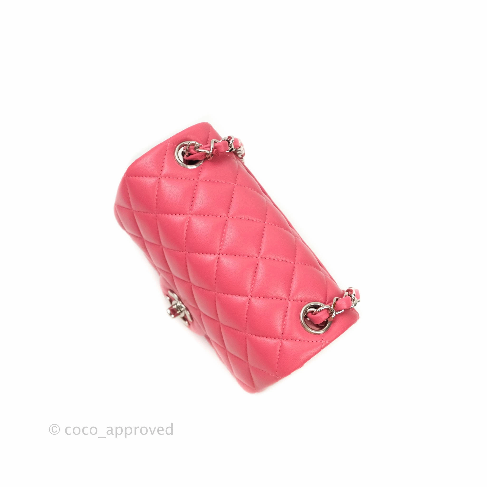Chanel Mini Square Pink Lambskin Silver Hardware