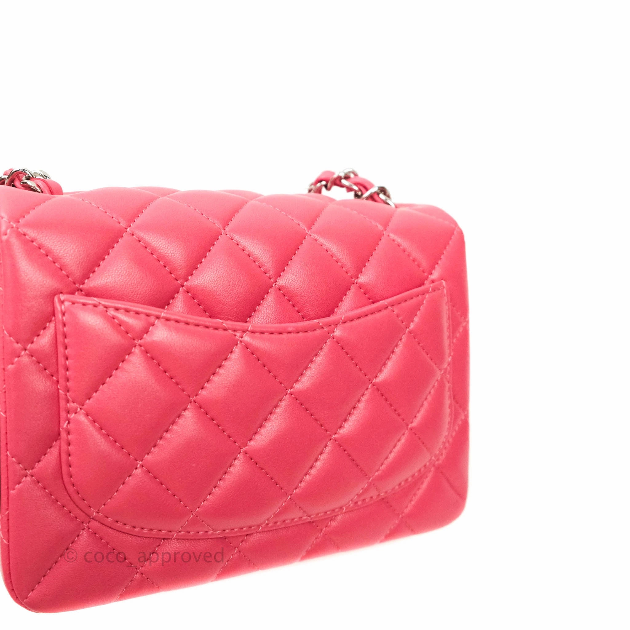 Chanel Mini Square Pink Lambskin Silver Hardware