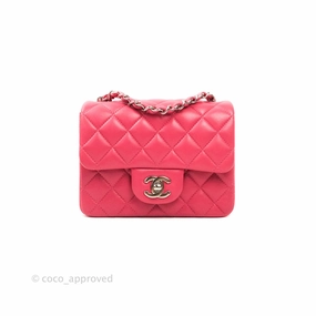 Chanel Mini Square Pink Lambskin Silver Hardware