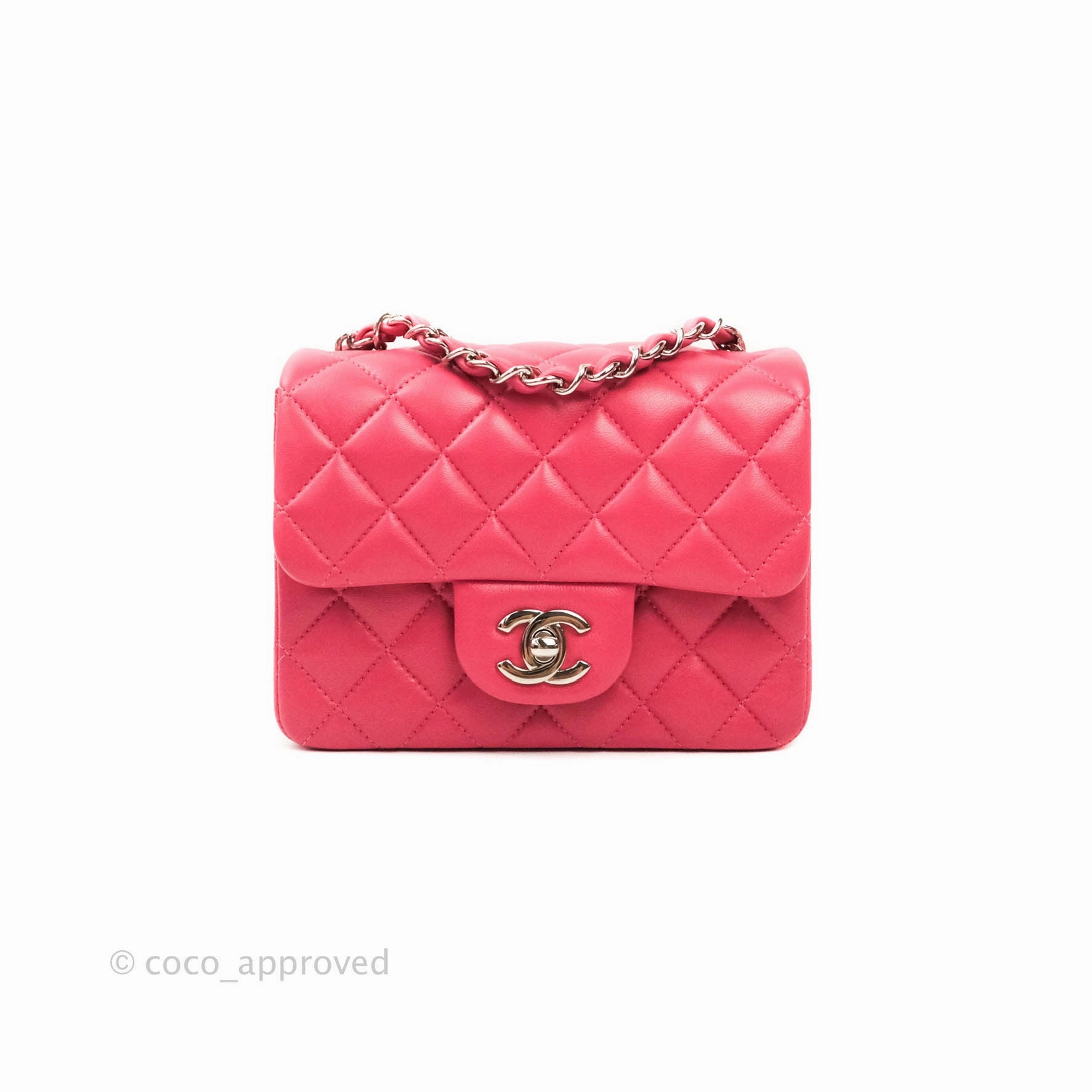 Chanel Mini Square Pink Lambskin Silver Hardware