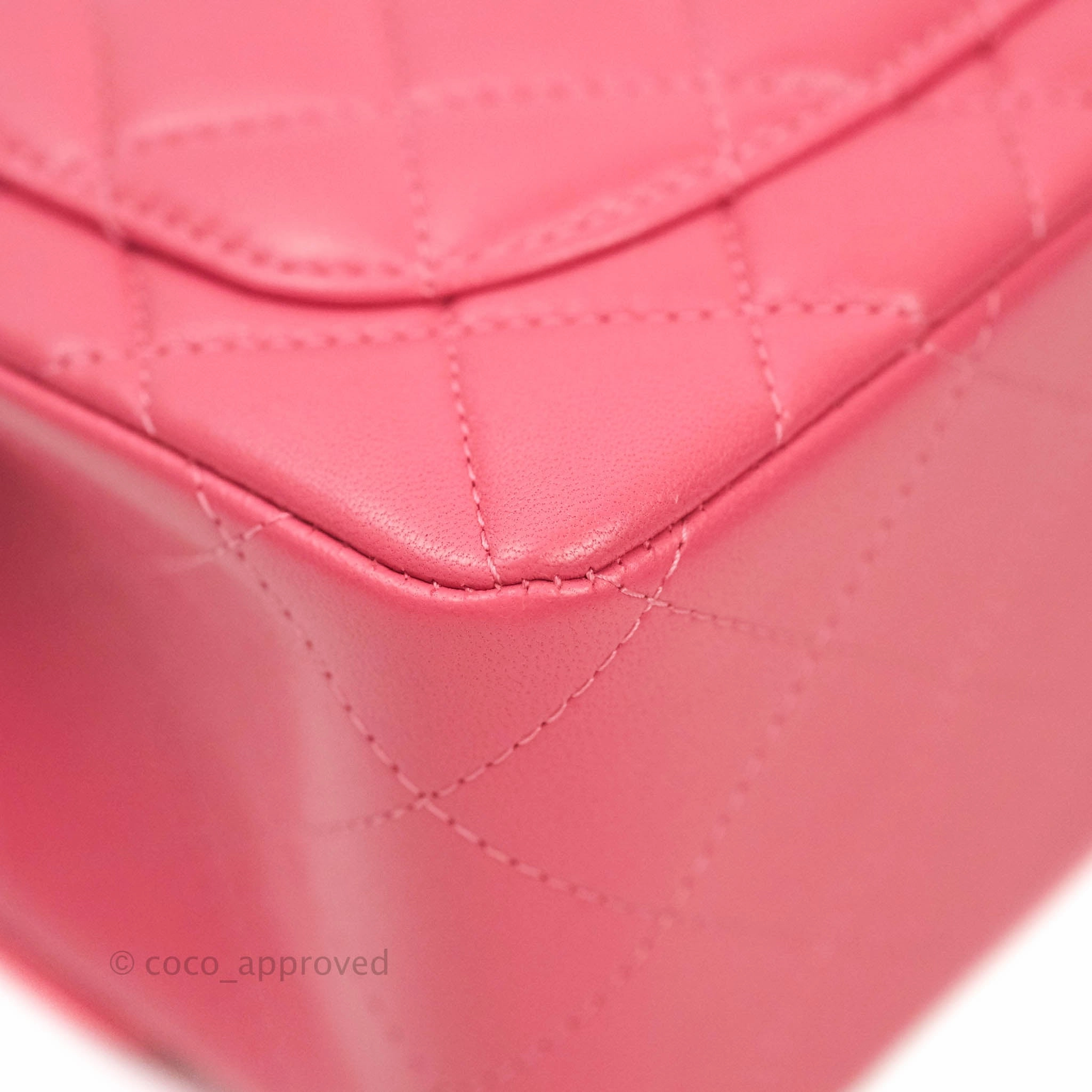 Chanel Mini Square Pink Lambskin Silver Hardware