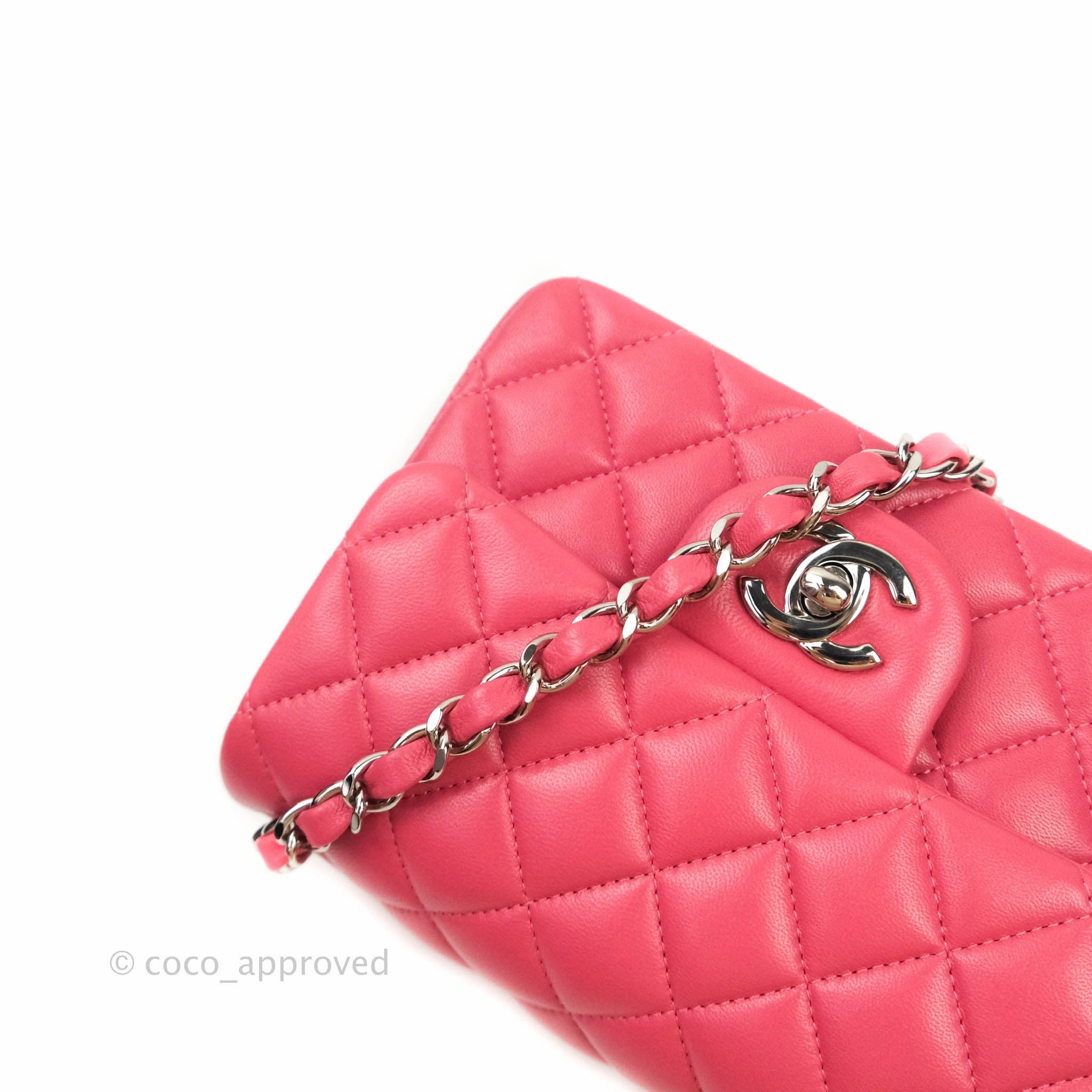Chanel Mini Square Pink Lambskin Silver Hardware