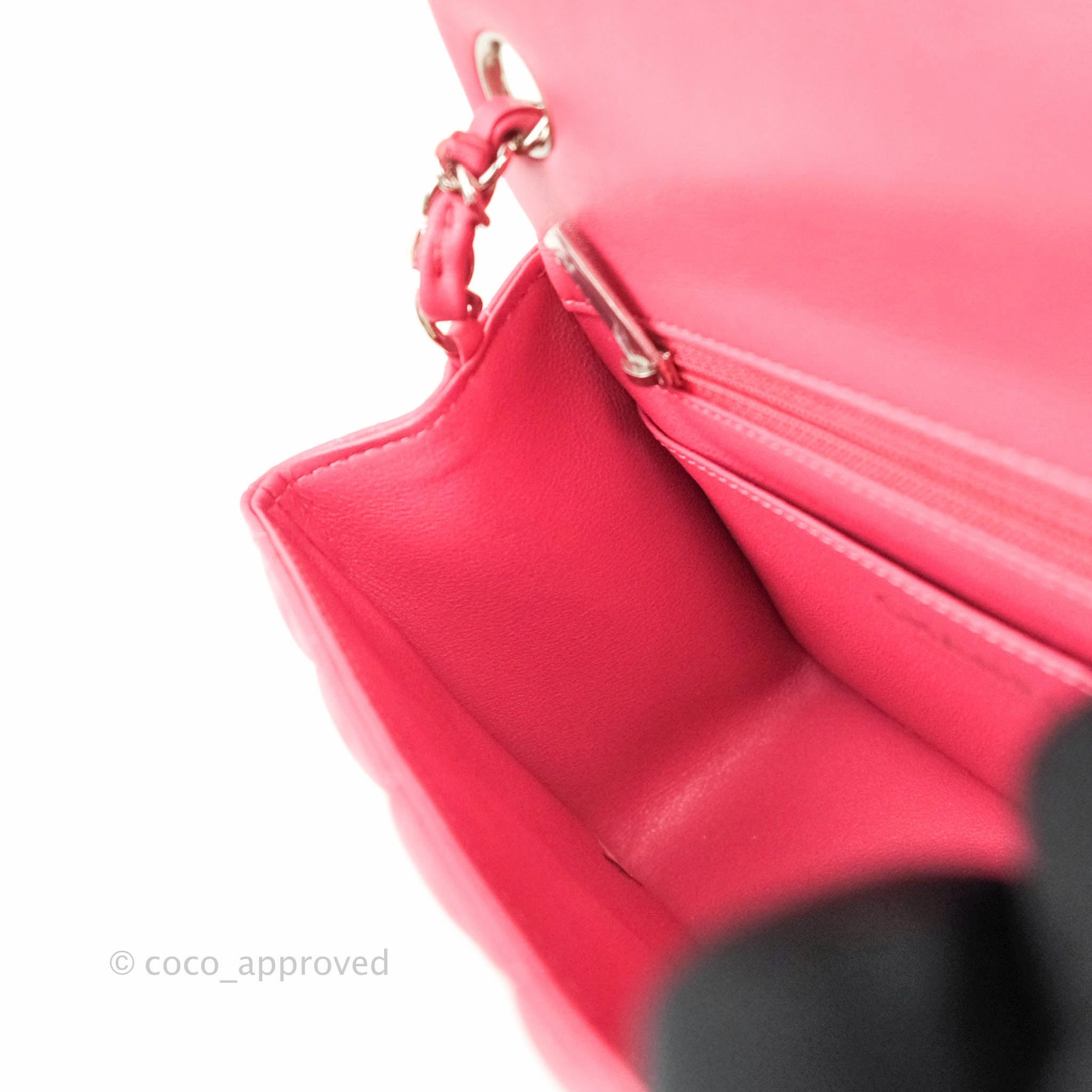 Chanel Mini Square Pink Lambskin Silver Hardware