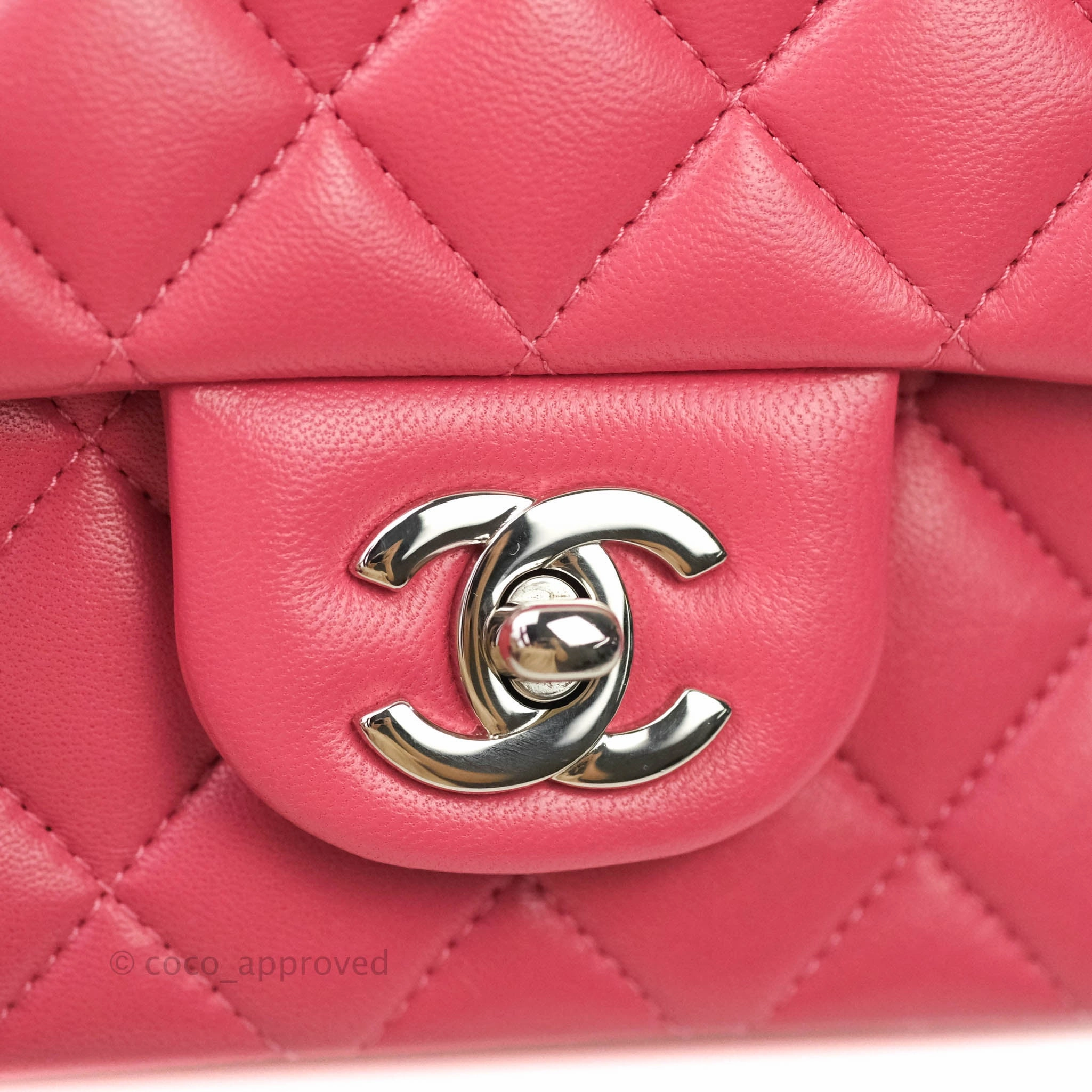 Chanel Mini Square Pink Lambskin Silver Hardware