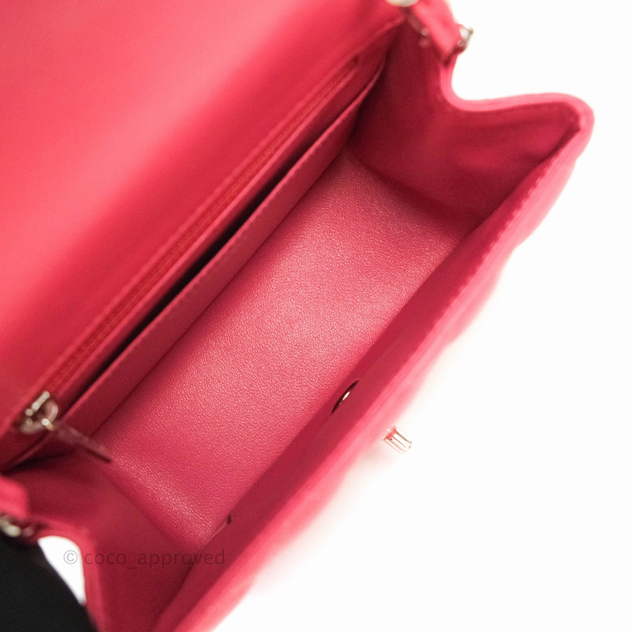 Chanel Mini Square Pink Lambskin Silver Hardware