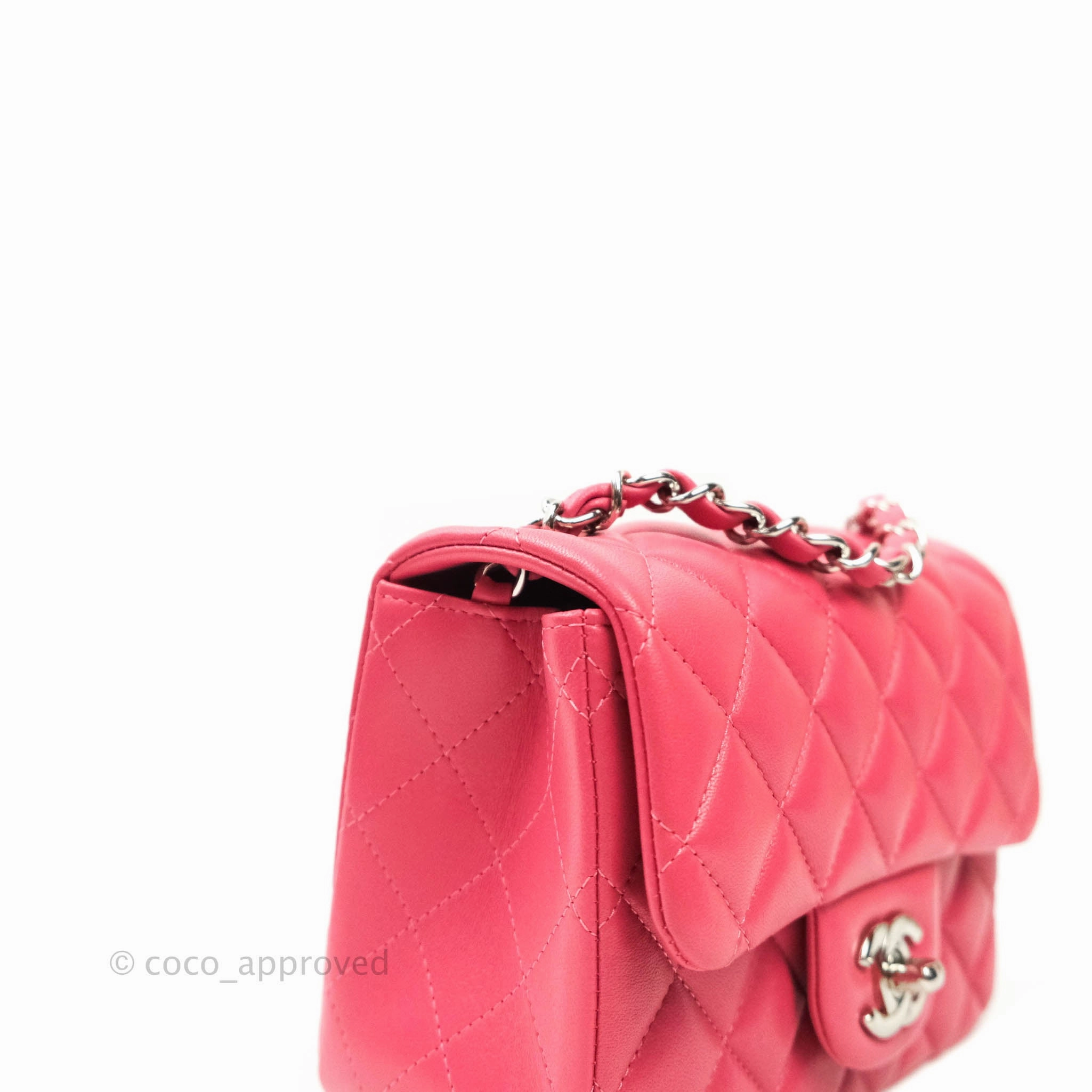 Chanel Mini Square Pink Lambskin Silver Hardware