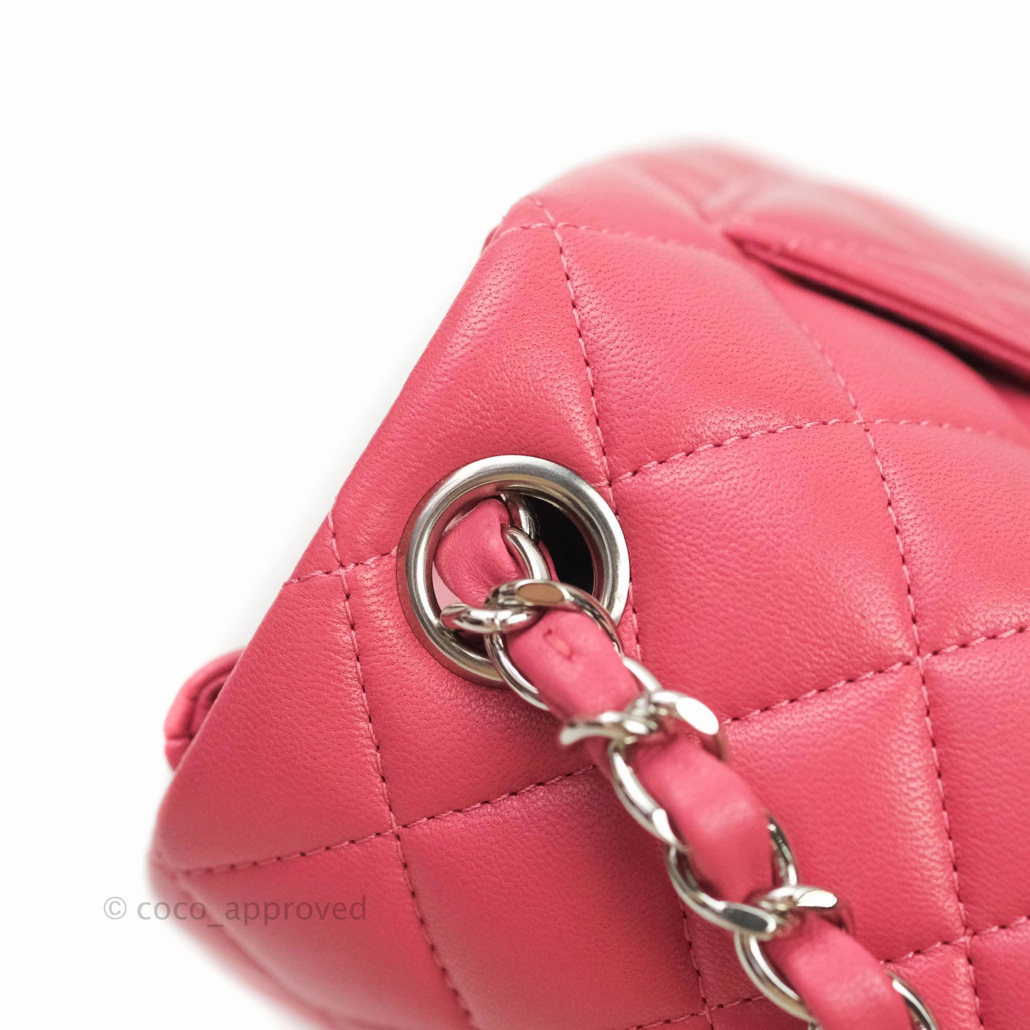 Chanel Mini Square Pink Lambskin Silver Hardware