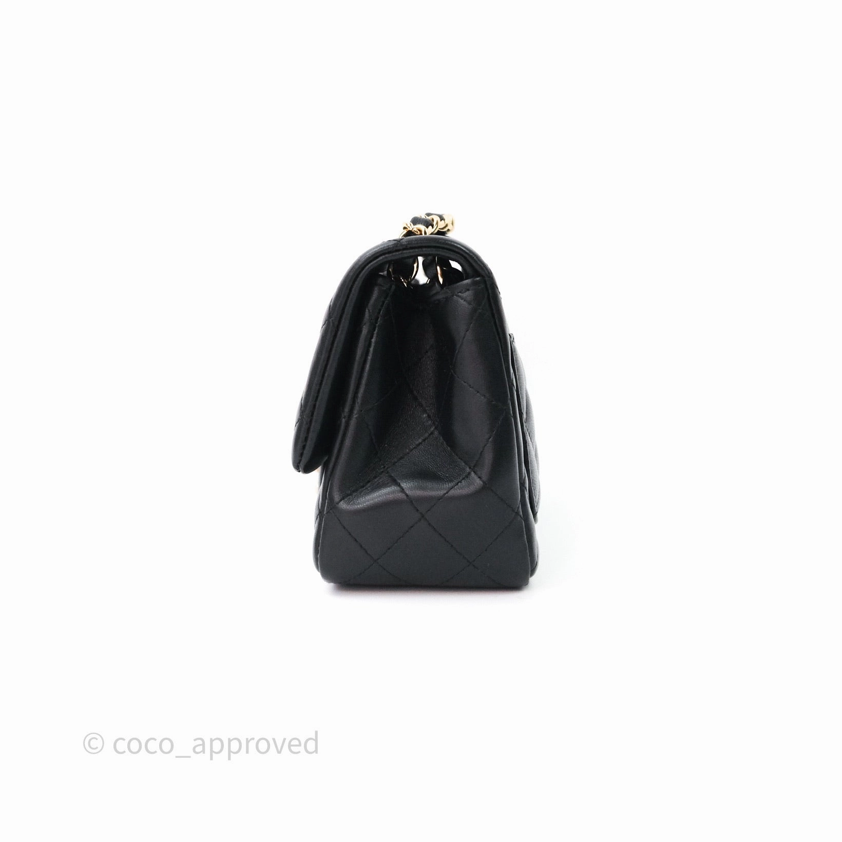 Chanel Mini Square Quilted Black Lambskin Gold Hardware