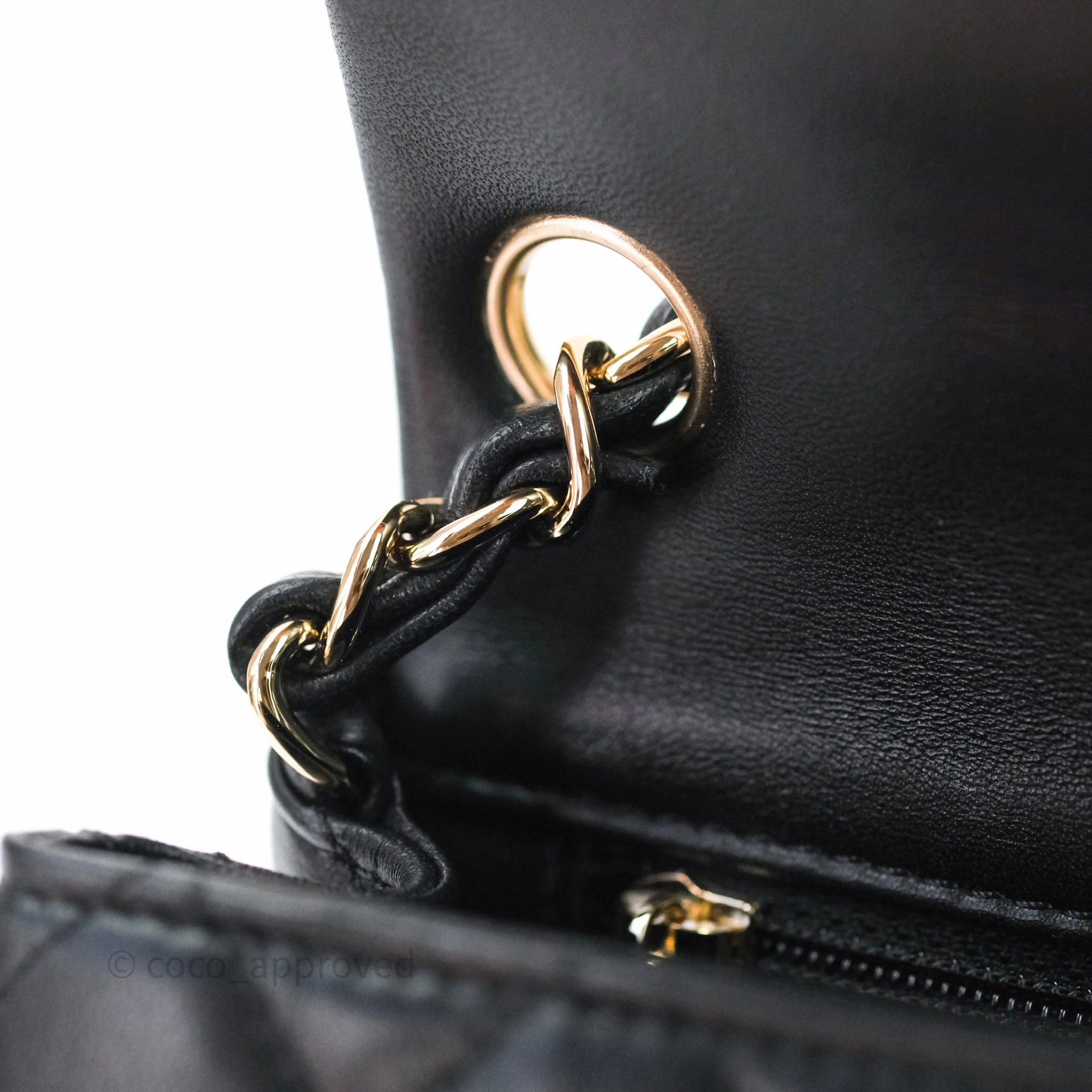 Chanel Mini Square Quilted Black Lambskin Gold Hardware