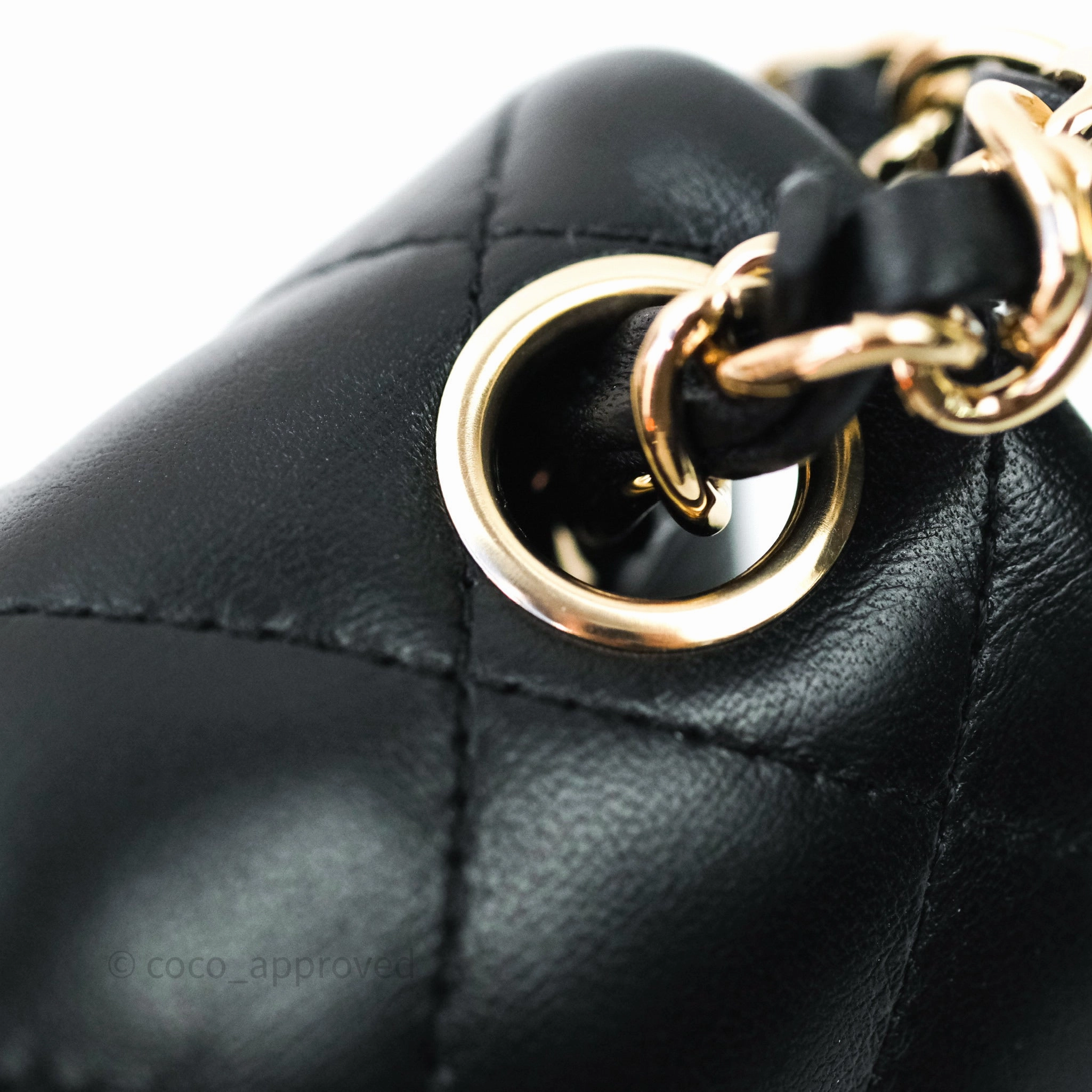 Chanel Mini Square Quilted Black Lambskin Gold Hardware