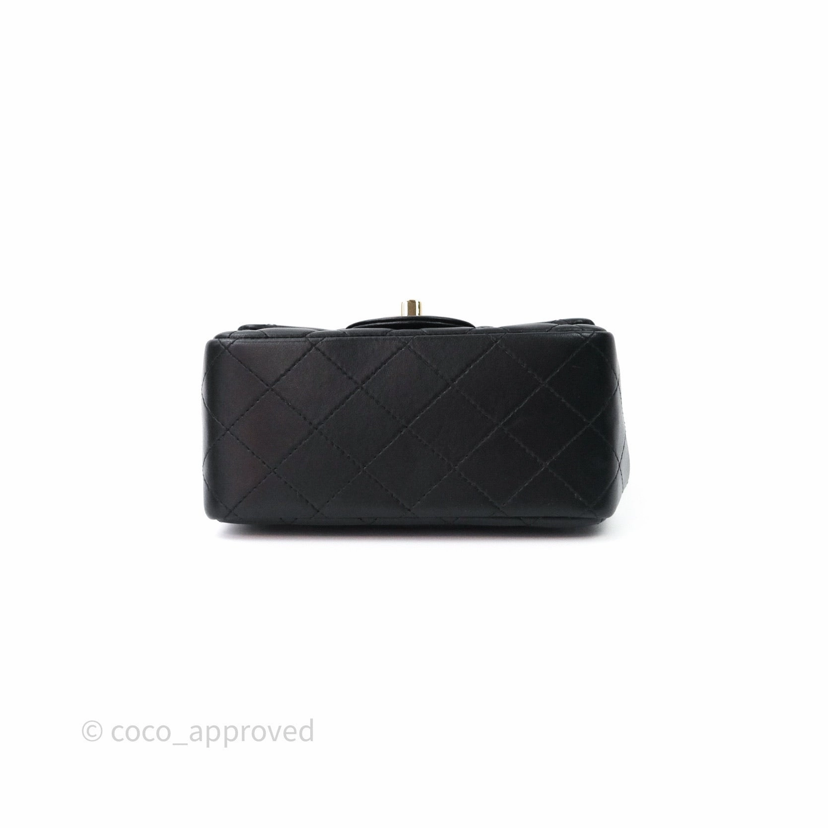 Chanel Mini Square Quilted Black Lambskin Gold Hardware