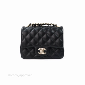 Chanel Mini Square Quilted Black Lambskin Gold Hardware
