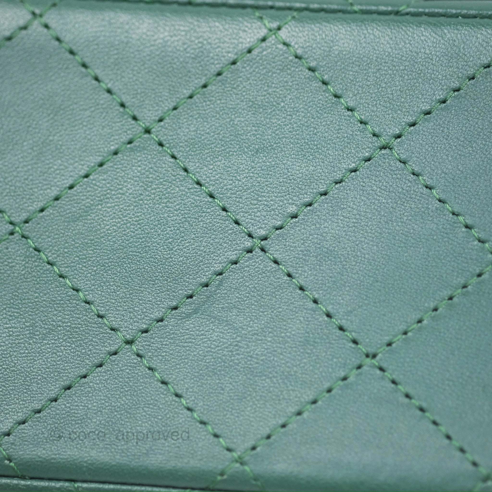 Chanel Mini Square Quilted Green Lambskin Silver Hardware