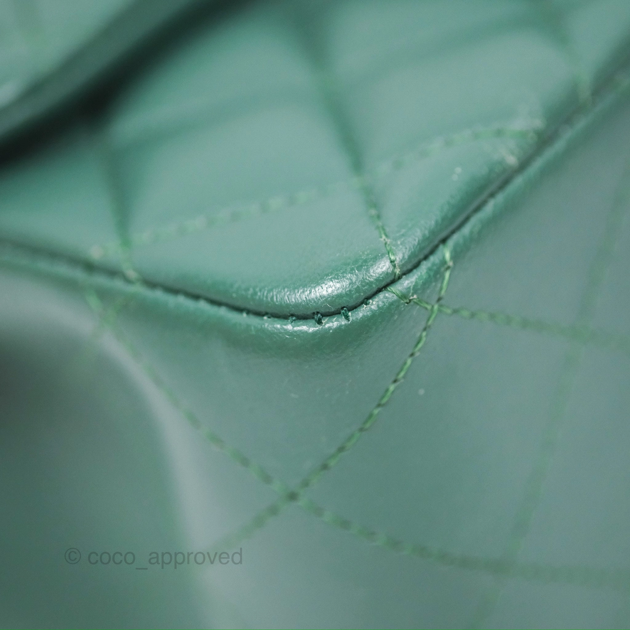 Chanel Mini Square Quilted Green Lambskin Silver Hardware