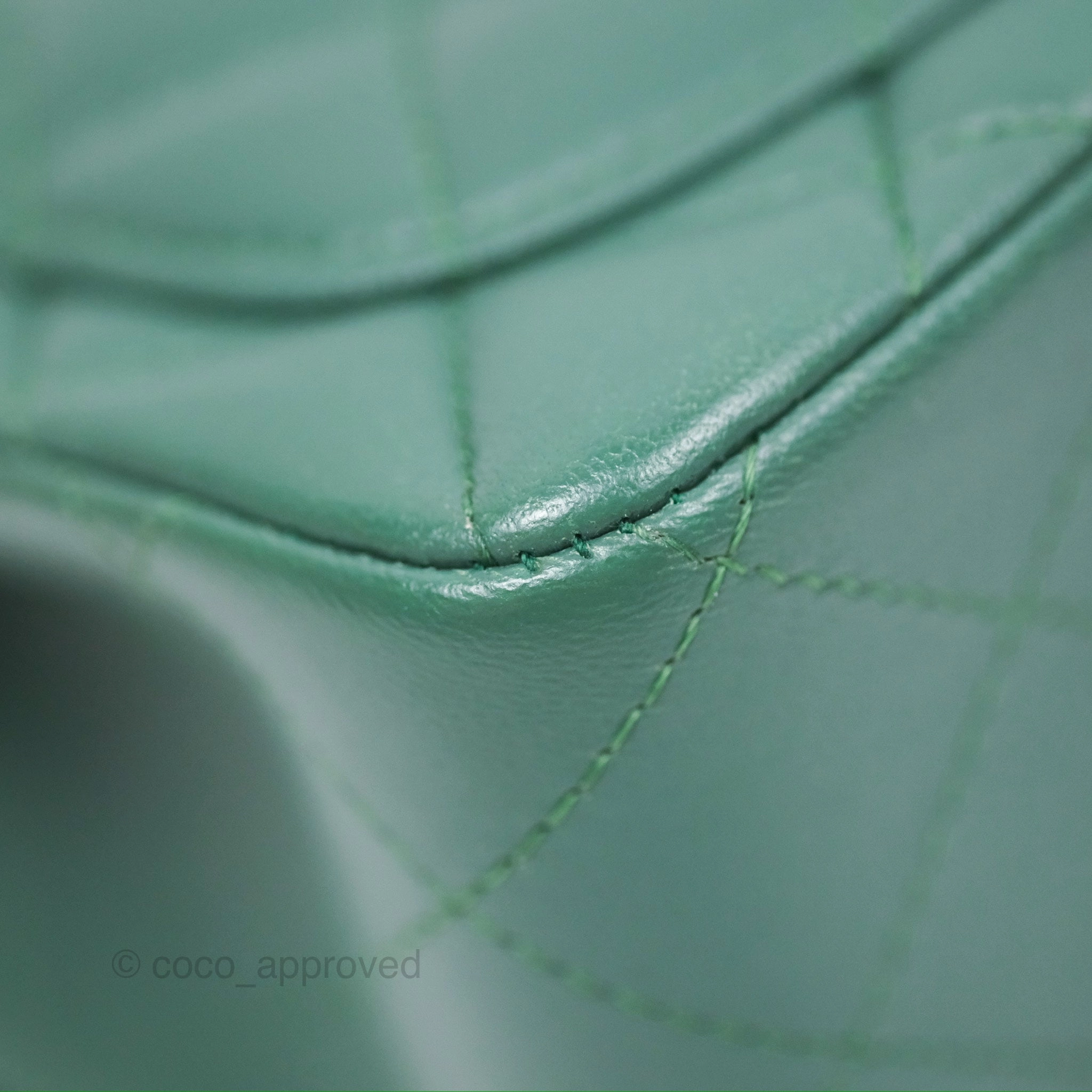 Chanel Mini Square Quilted Green Lambskin Silver Hardware