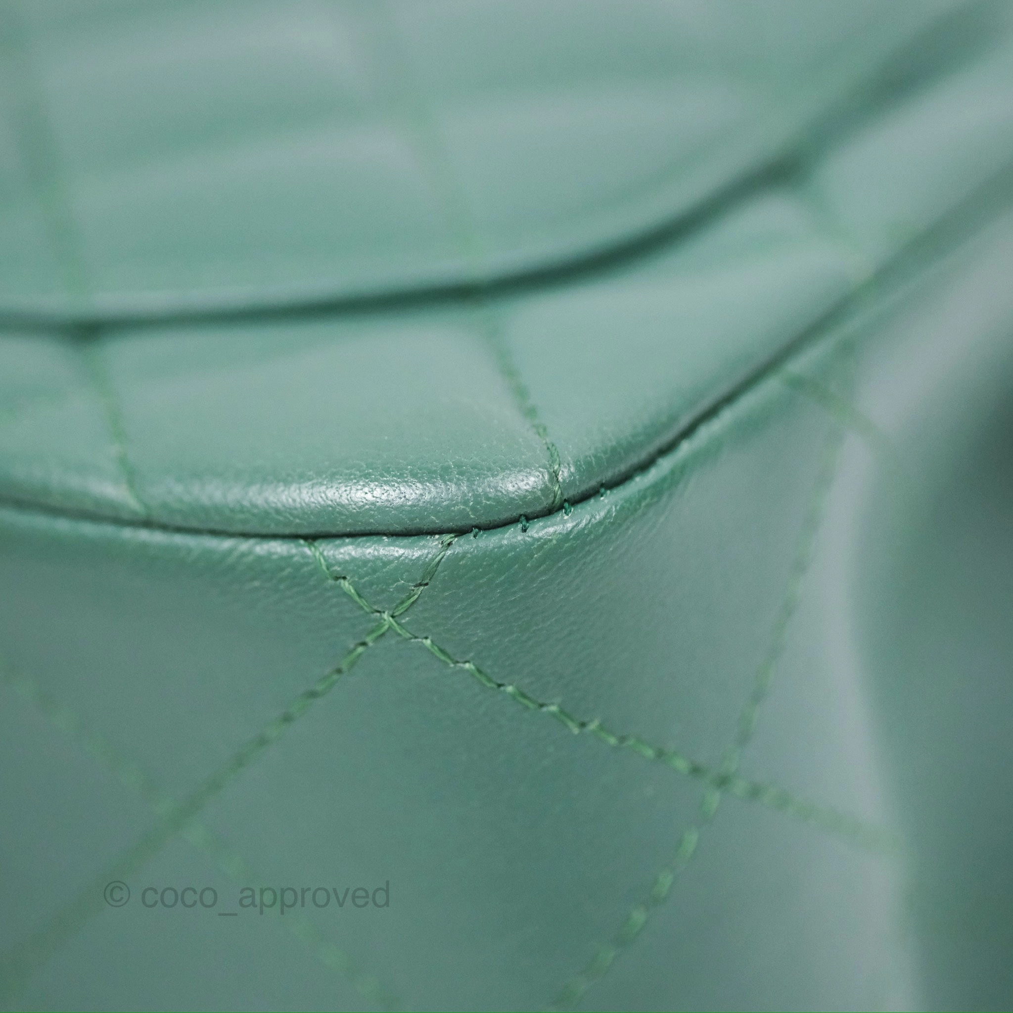 Chanel Mini Square Quilted Green Lambskin Silver Hardware