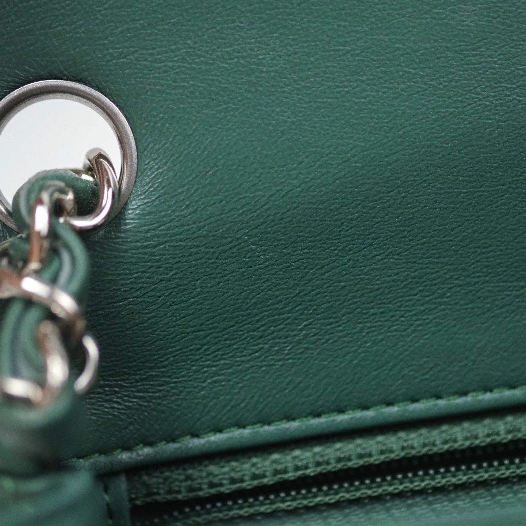 Chanel Mini Square Quilted Green Lambskin Silver Hardware