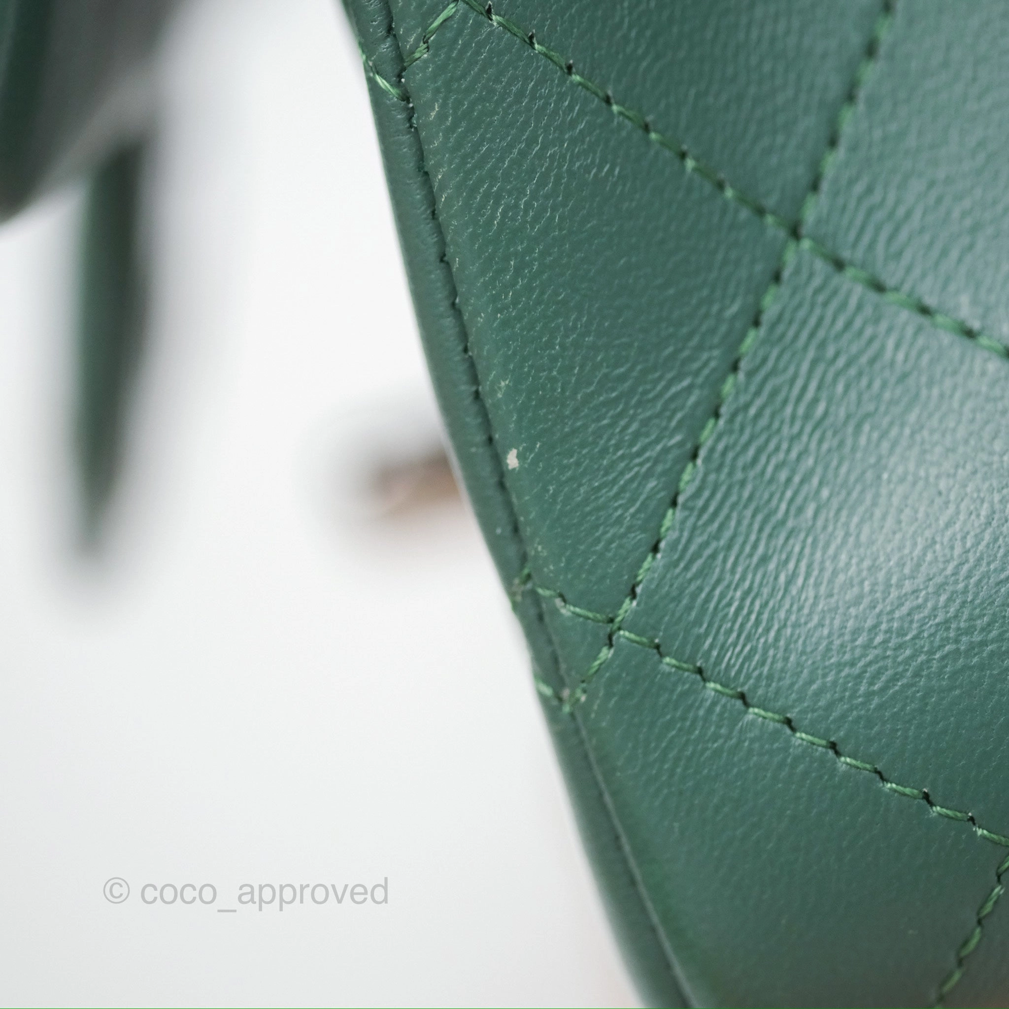 Chanel Mini Square Quilted Green Lambskin Silver Hardware