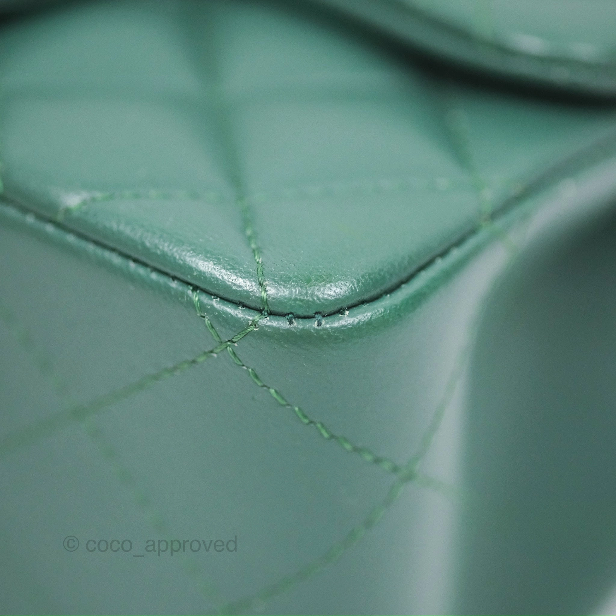 Chanel Mini Square Quilted Green Lambskin Silver Hardware