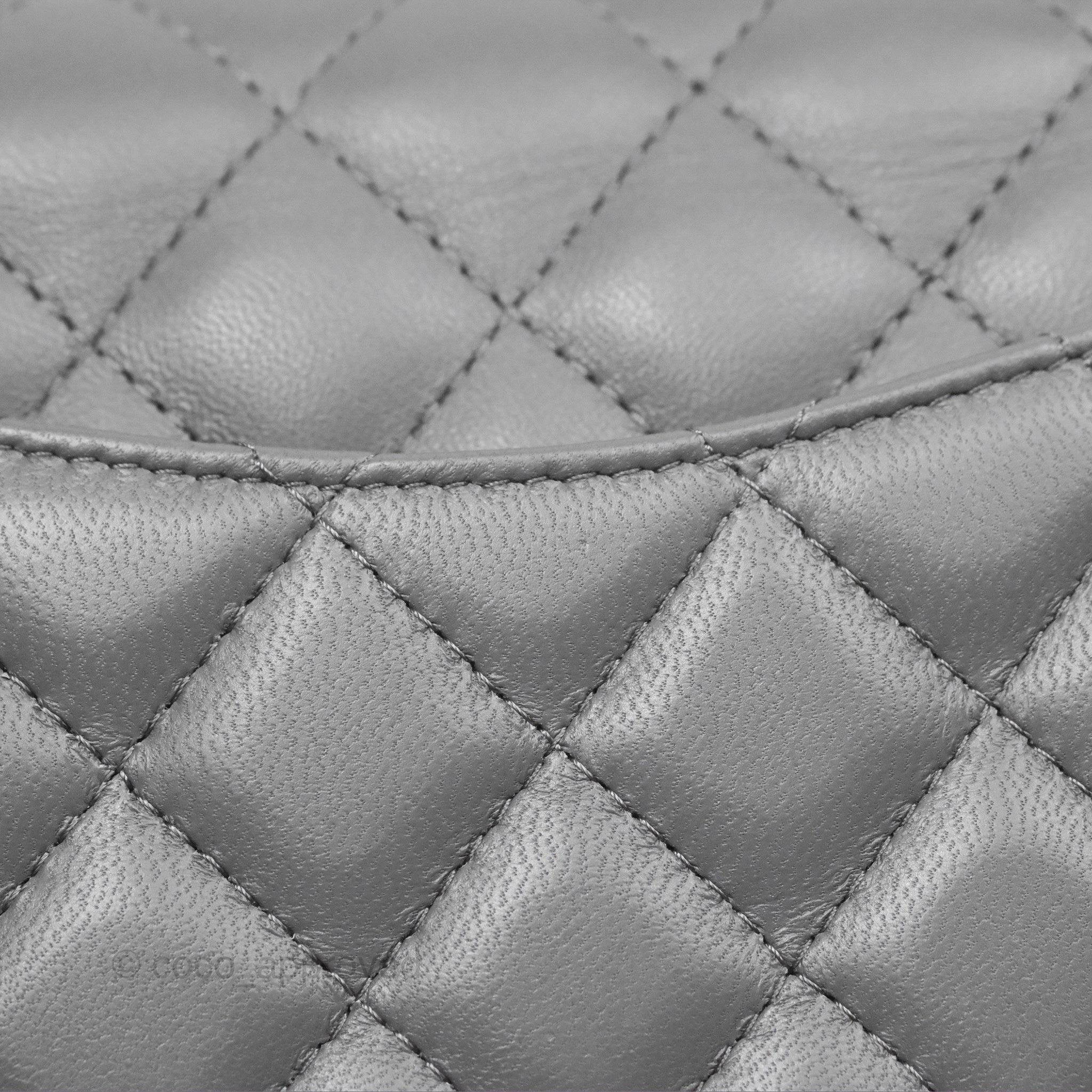 Chanel Mini Square Quilted Grey Lambskin Gold Hardware