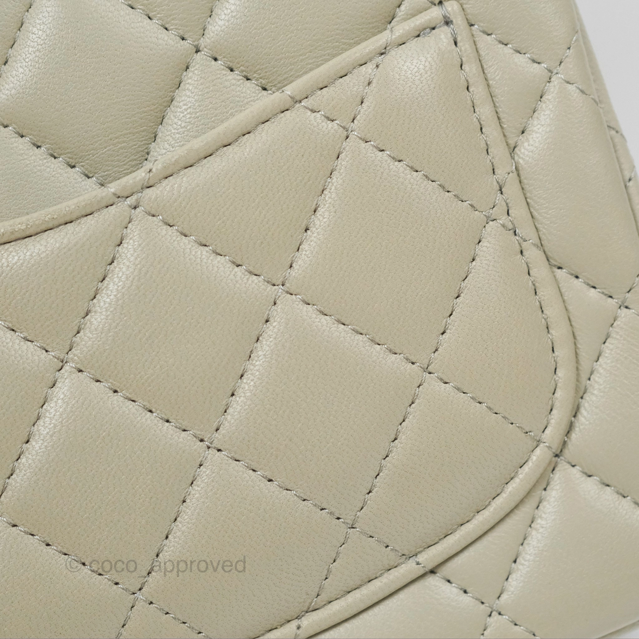 Chanel Mini Square Quilted Grey Lambskin Gold Hardware 22C