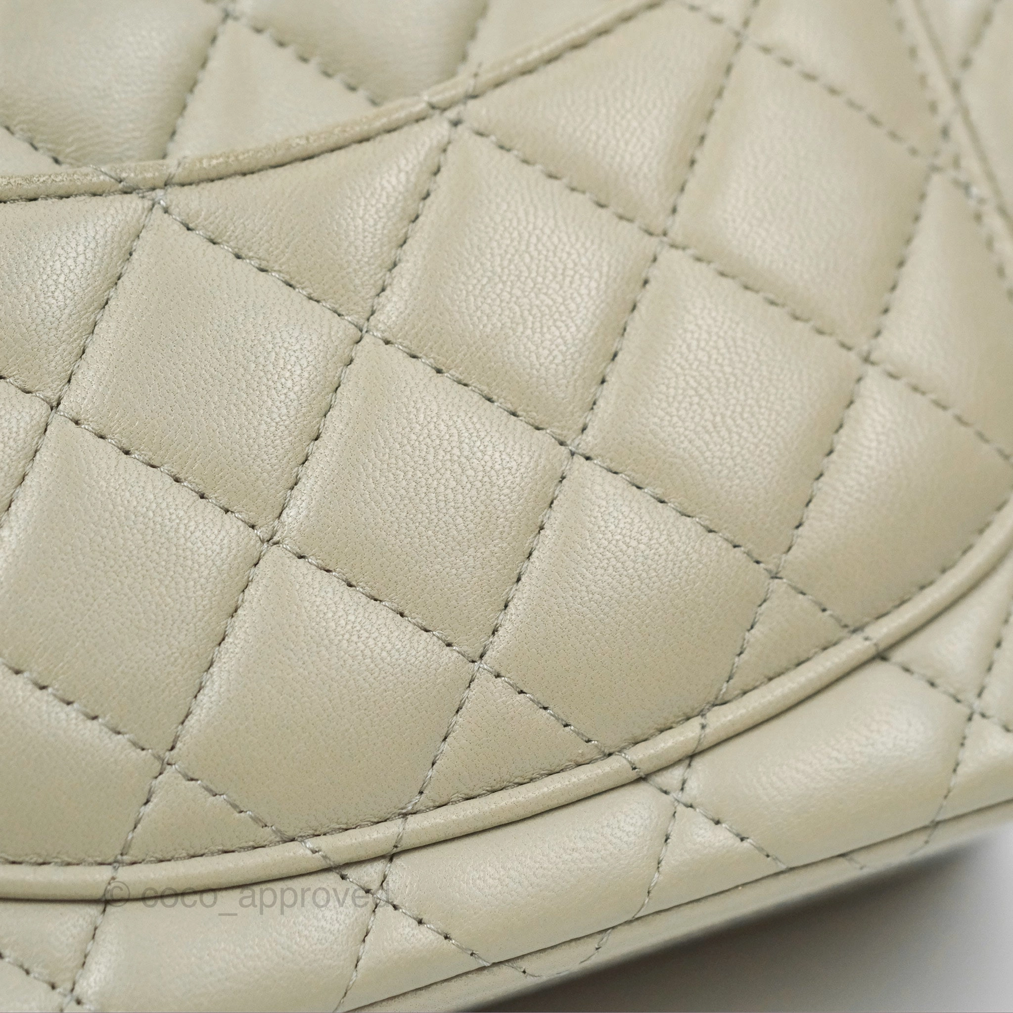 Chanel Mini Square Quilted Grey Lambskin Gold Hardware 22C