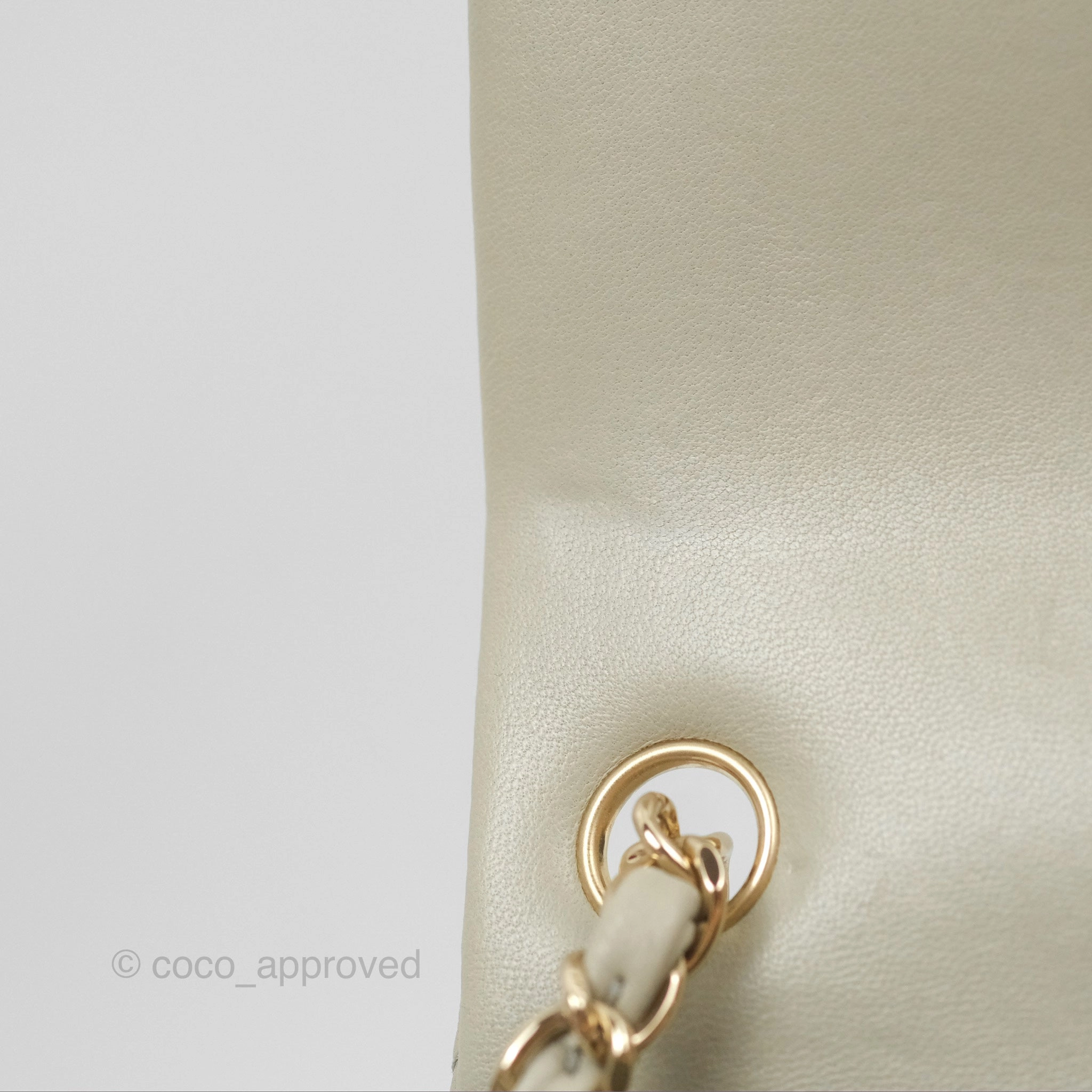 Chanel Mini Square Quilted Grey Lambskin Gold Hardware 22C