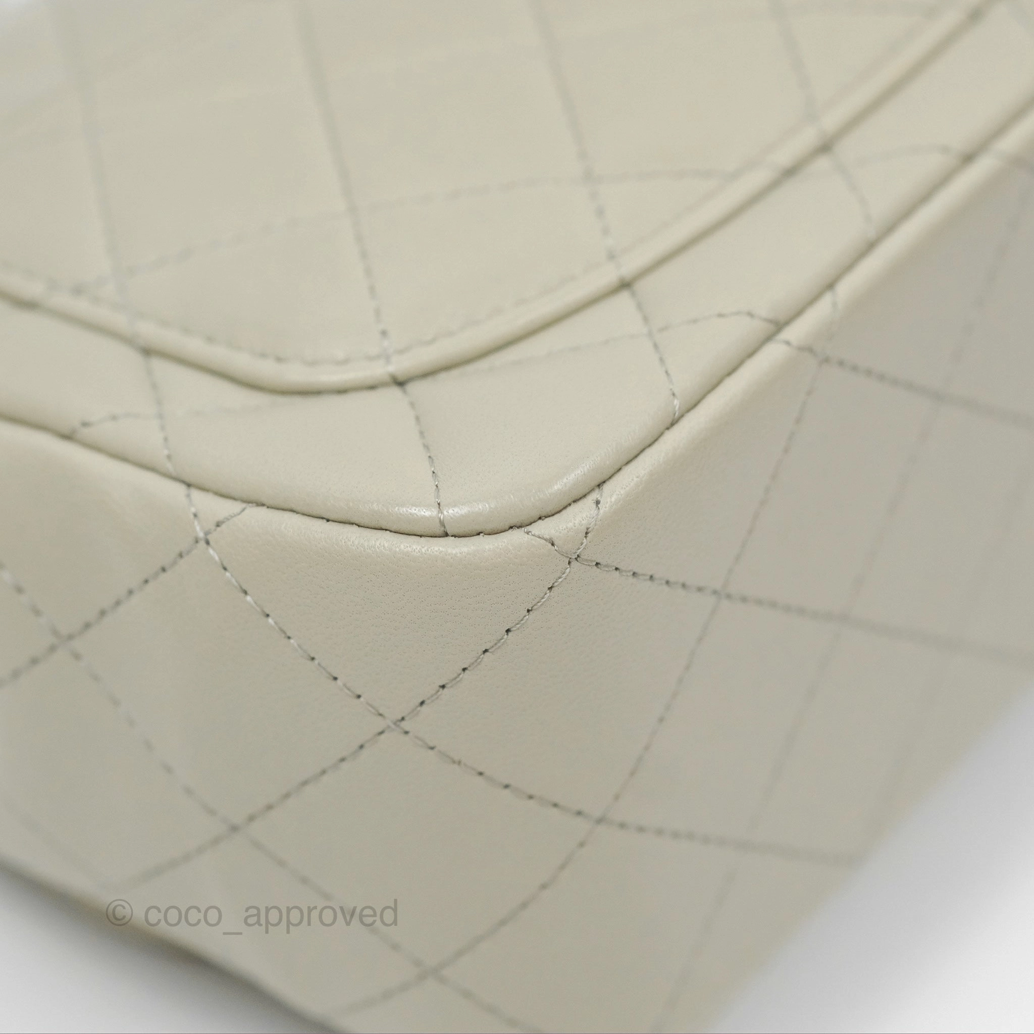 Chanel Mini Square Quilted Grey Lambskin Gold Hardware 22C