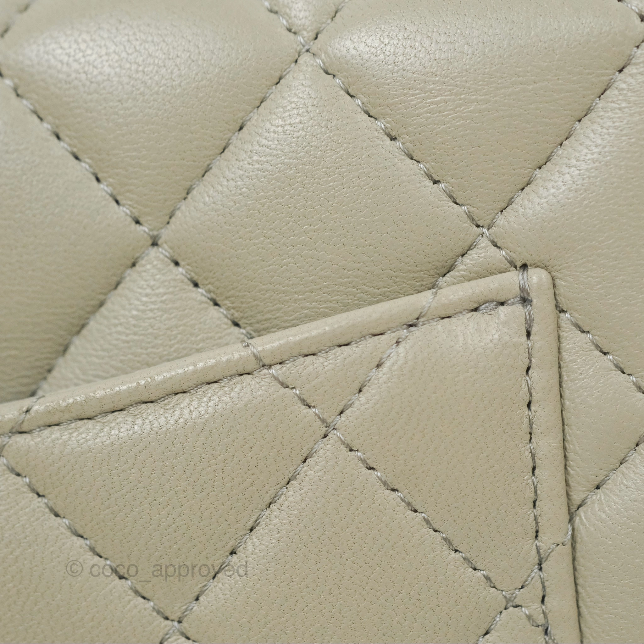 Chanel Mini Square Quilted Grey Lambskin Gold Hardware 22C