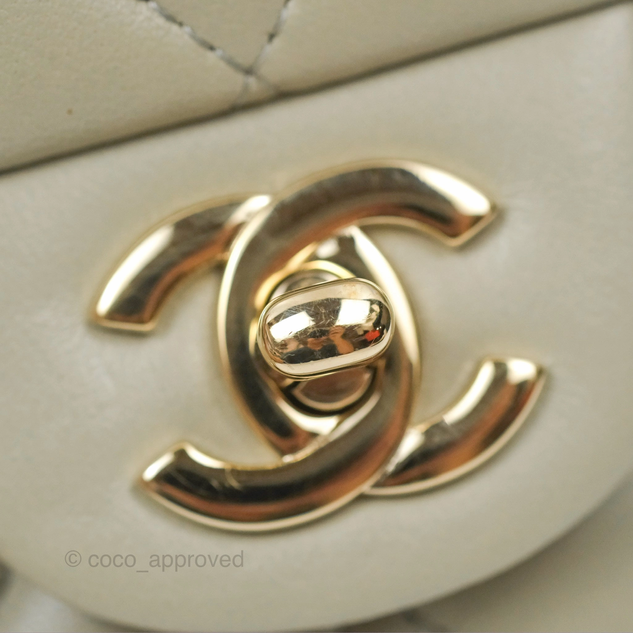 Chanel Mini Square Quilted Grey Lambskin Gold Hardware 22C