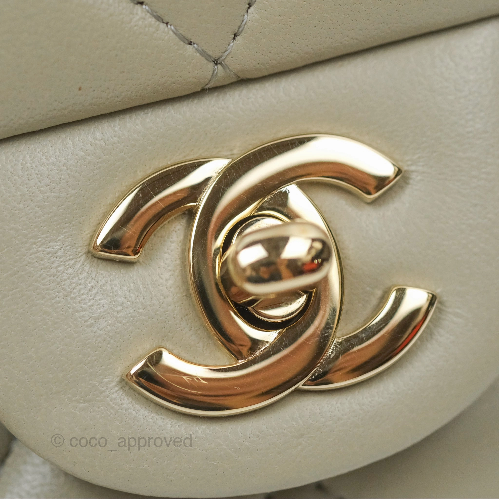 Chanel Mini Square Quilted Grey Lambskin Gold Hardware 22C