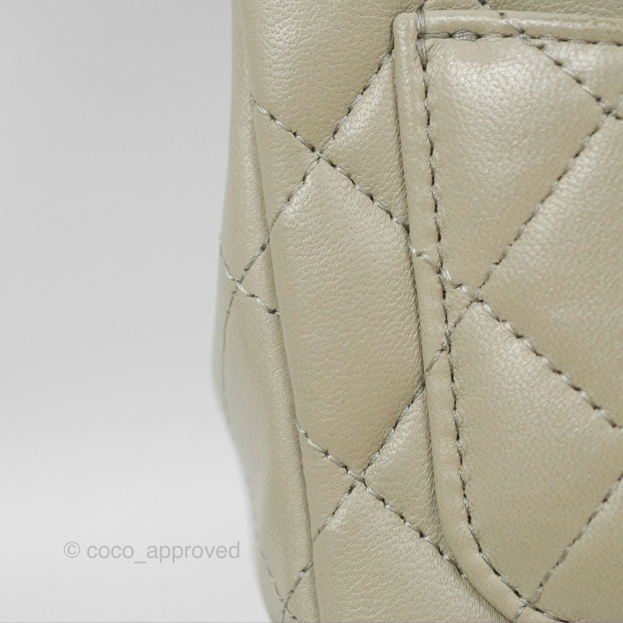 Chanel Mini Square Quilted Grey Lambskin Gold Hardware 22C