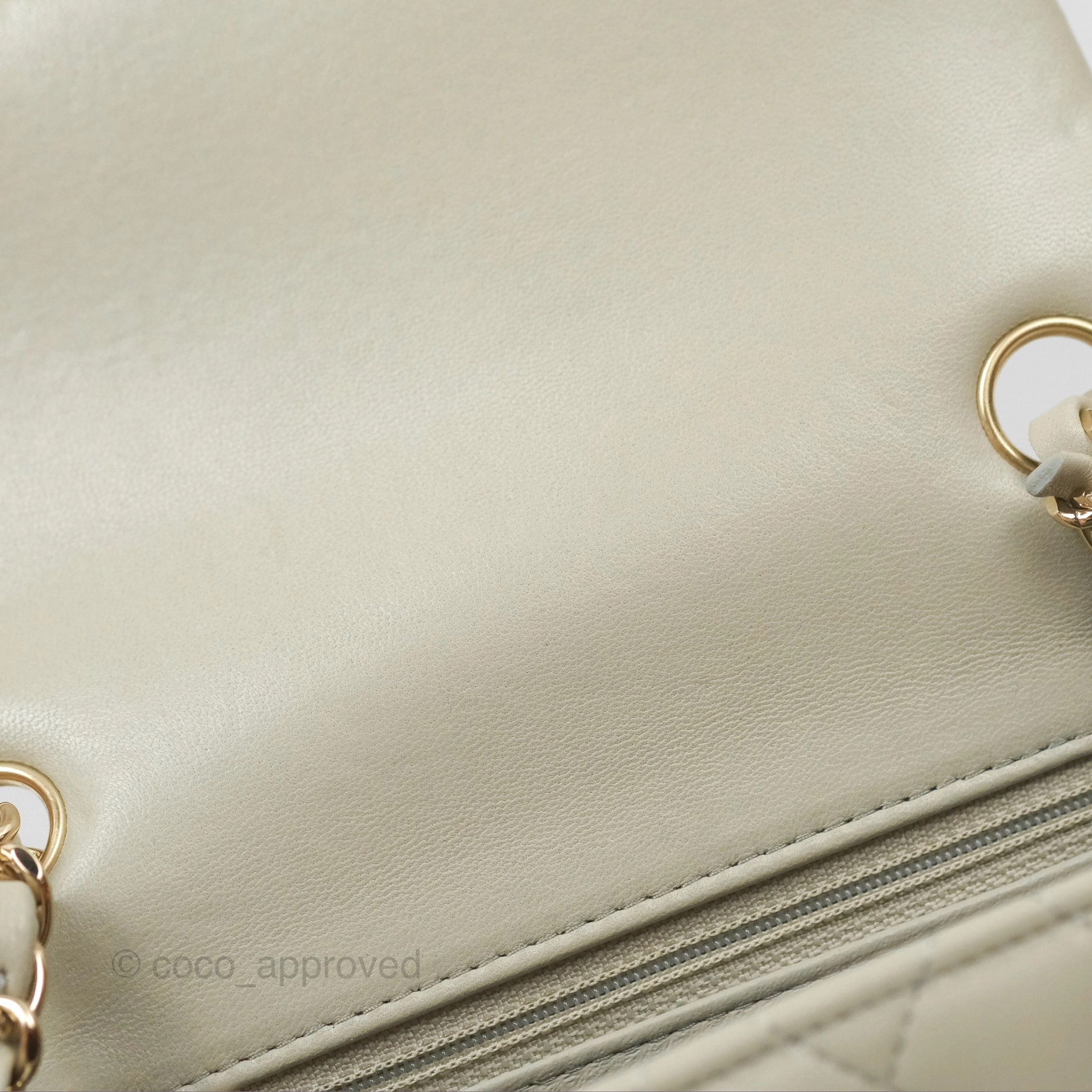 Chanel Mini Square Quilted Grey Lambskin Gold Hardware 22C