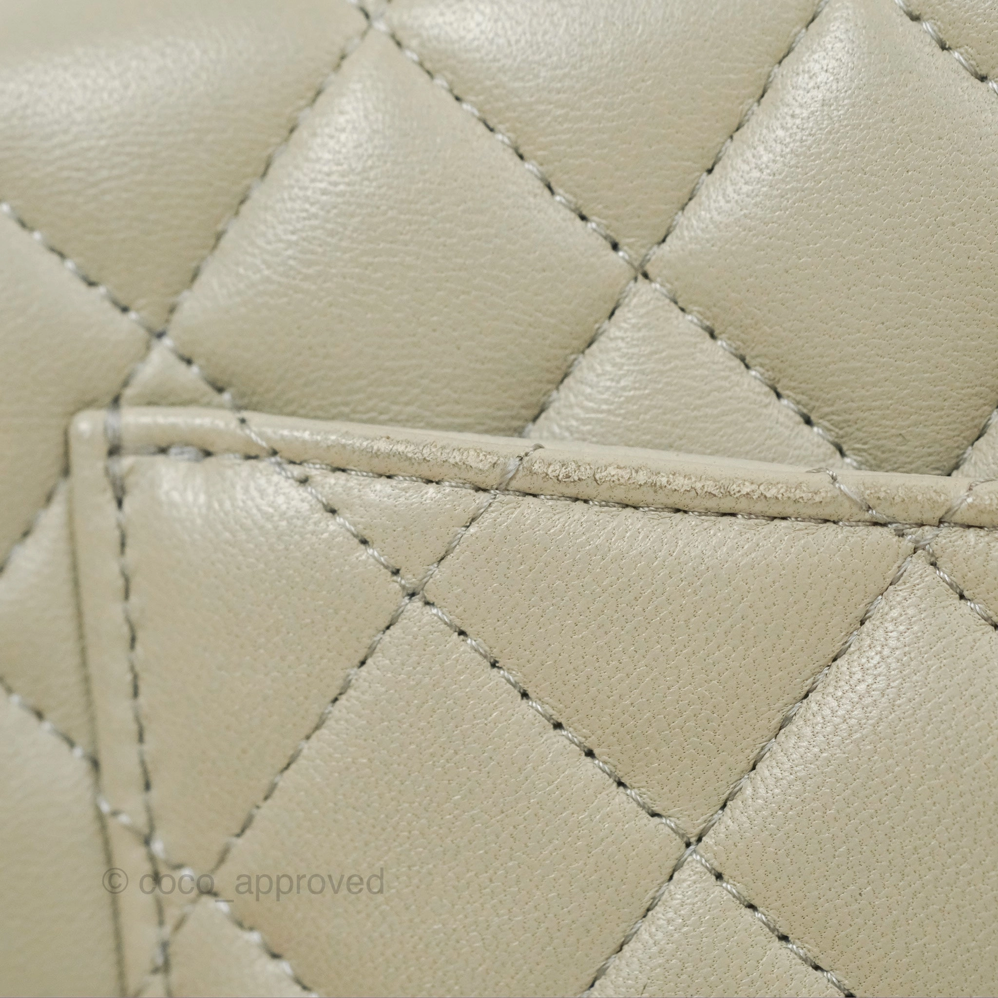 Chanel Mini Square Quilted Grey Lambskin Gold Hardware 22C