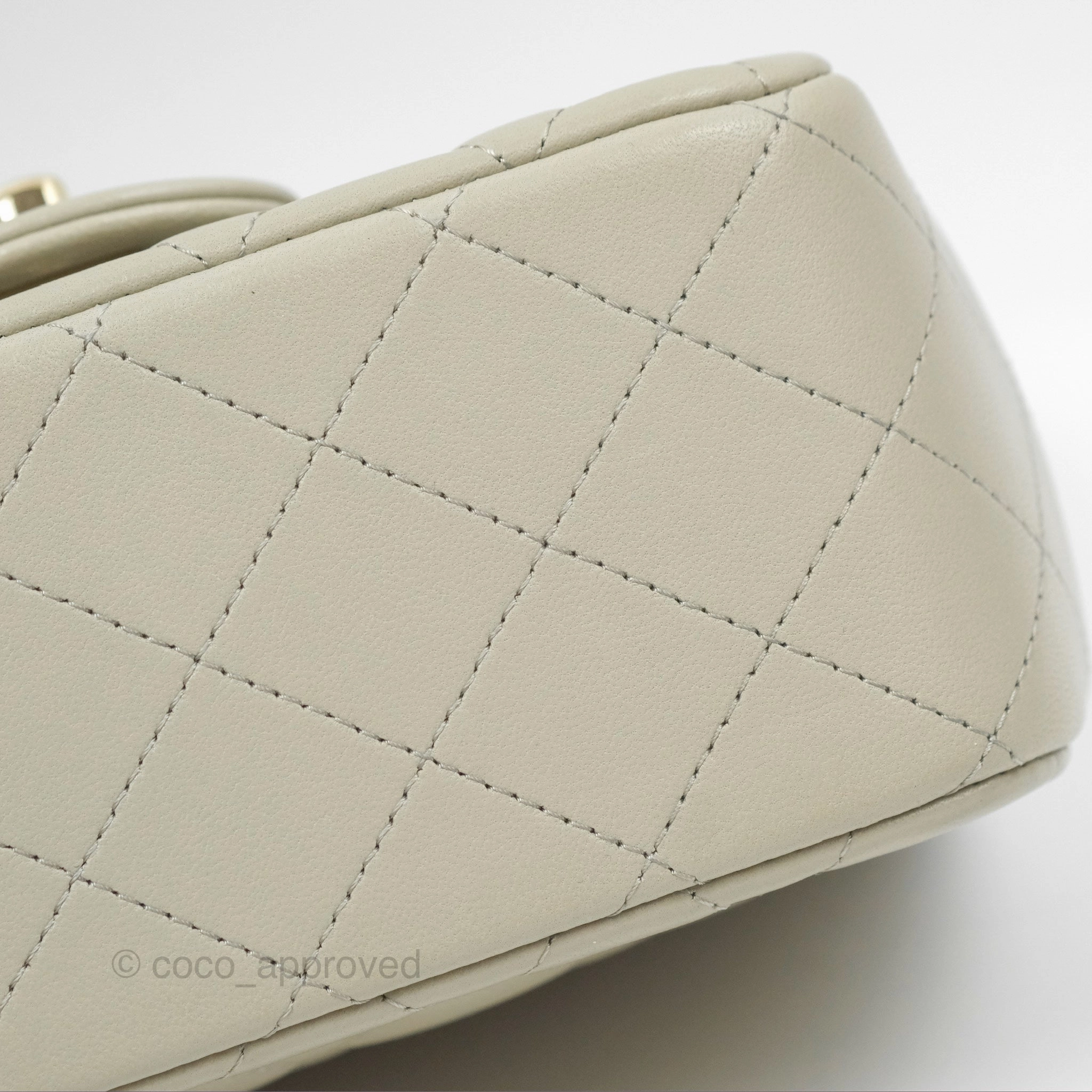 Chanel Mini Square Quilted Grey Lambskin Gold Hardware 22C