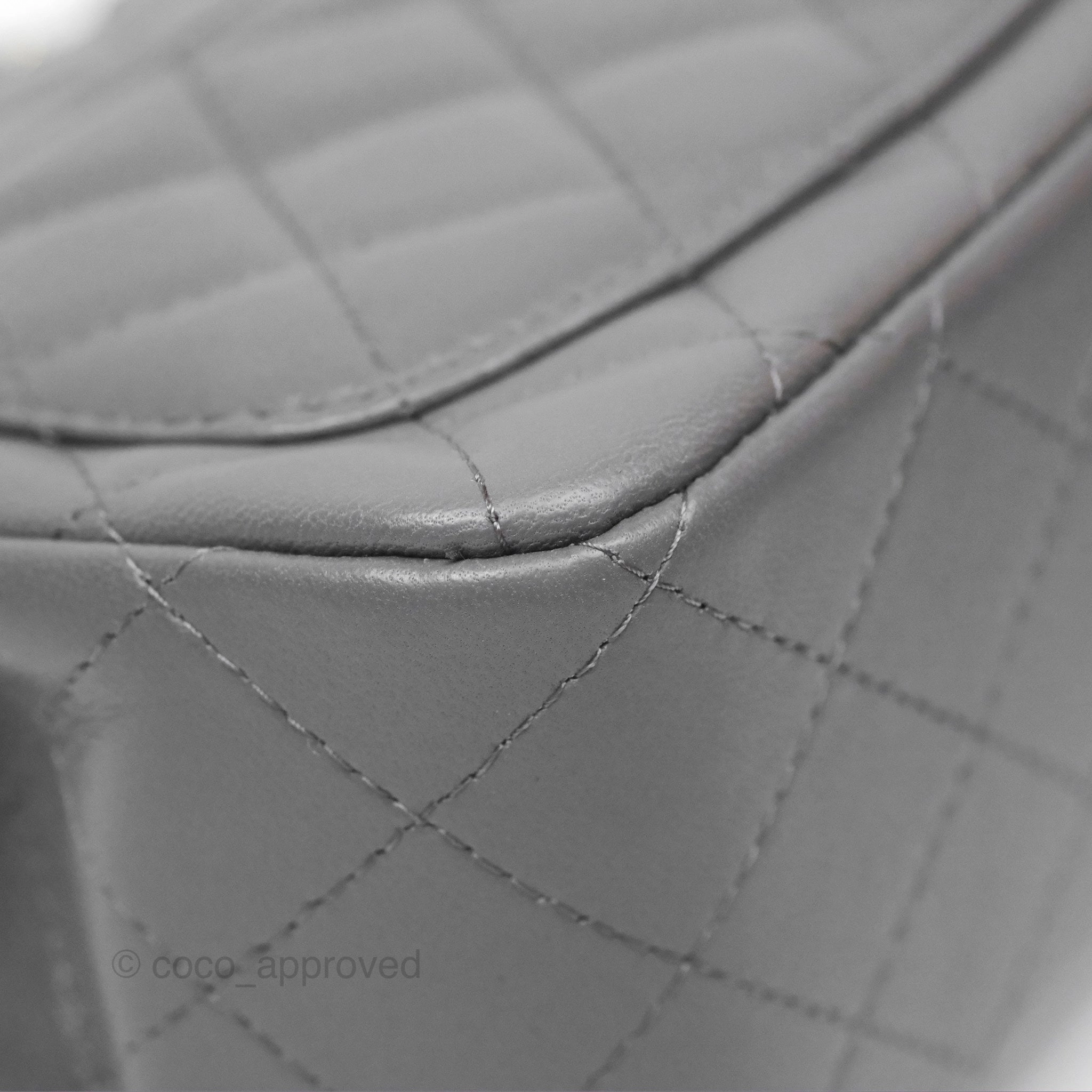 Chanel Mini Square Quilted Grey Lambskin Gold Hardware