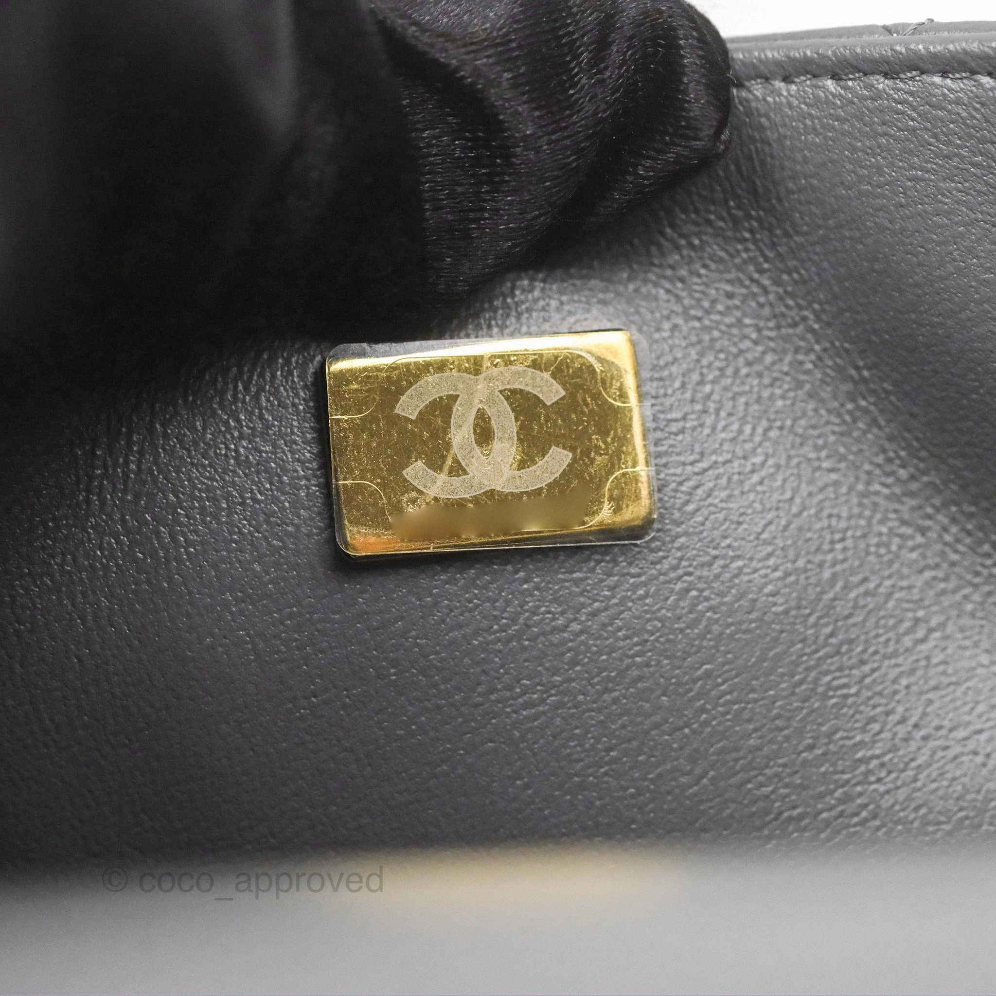Chanel Mini Square Quilted Grey Lambskin Gold Hardware