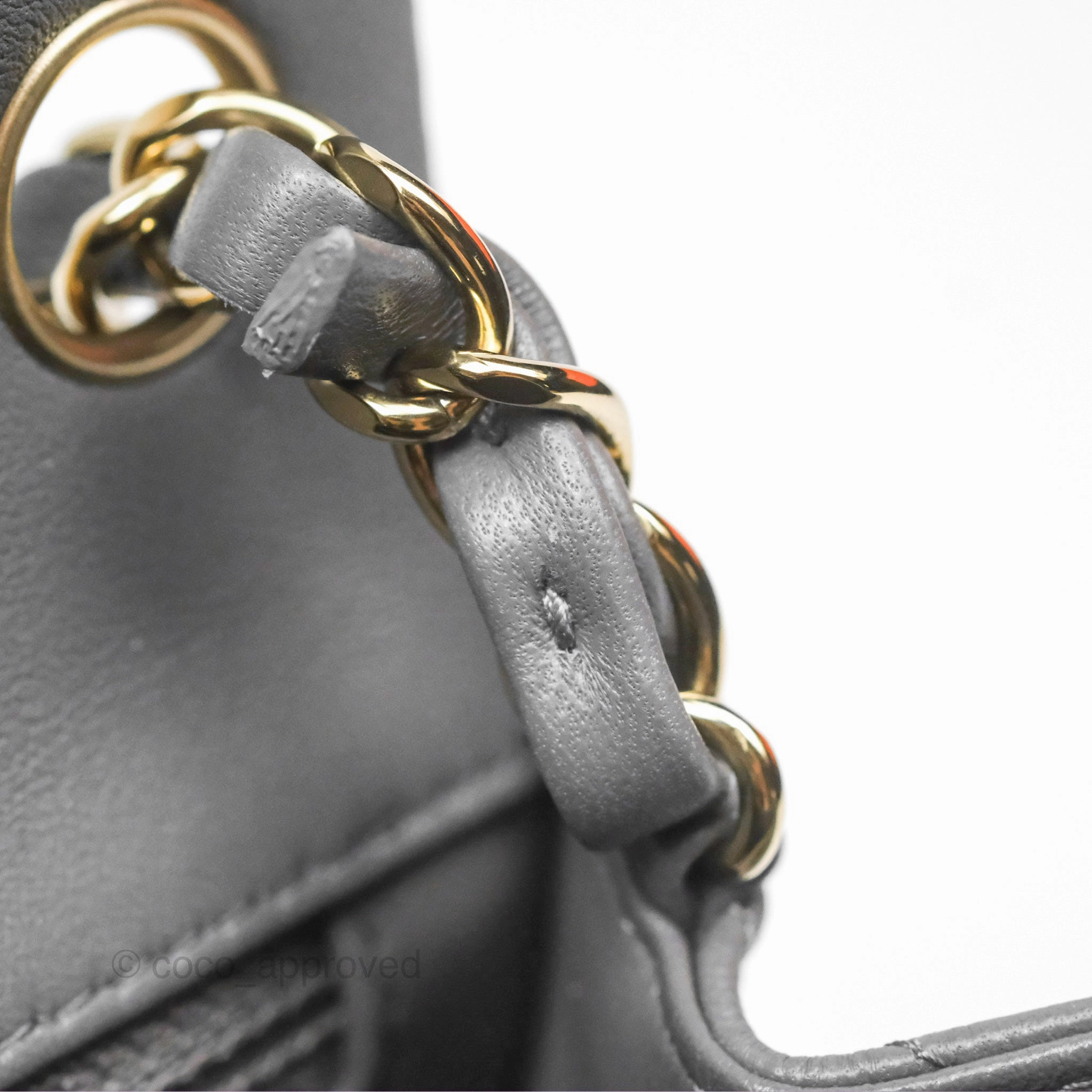 Chanel Mini Square Quilted Grey Lambskin Gold Hardware