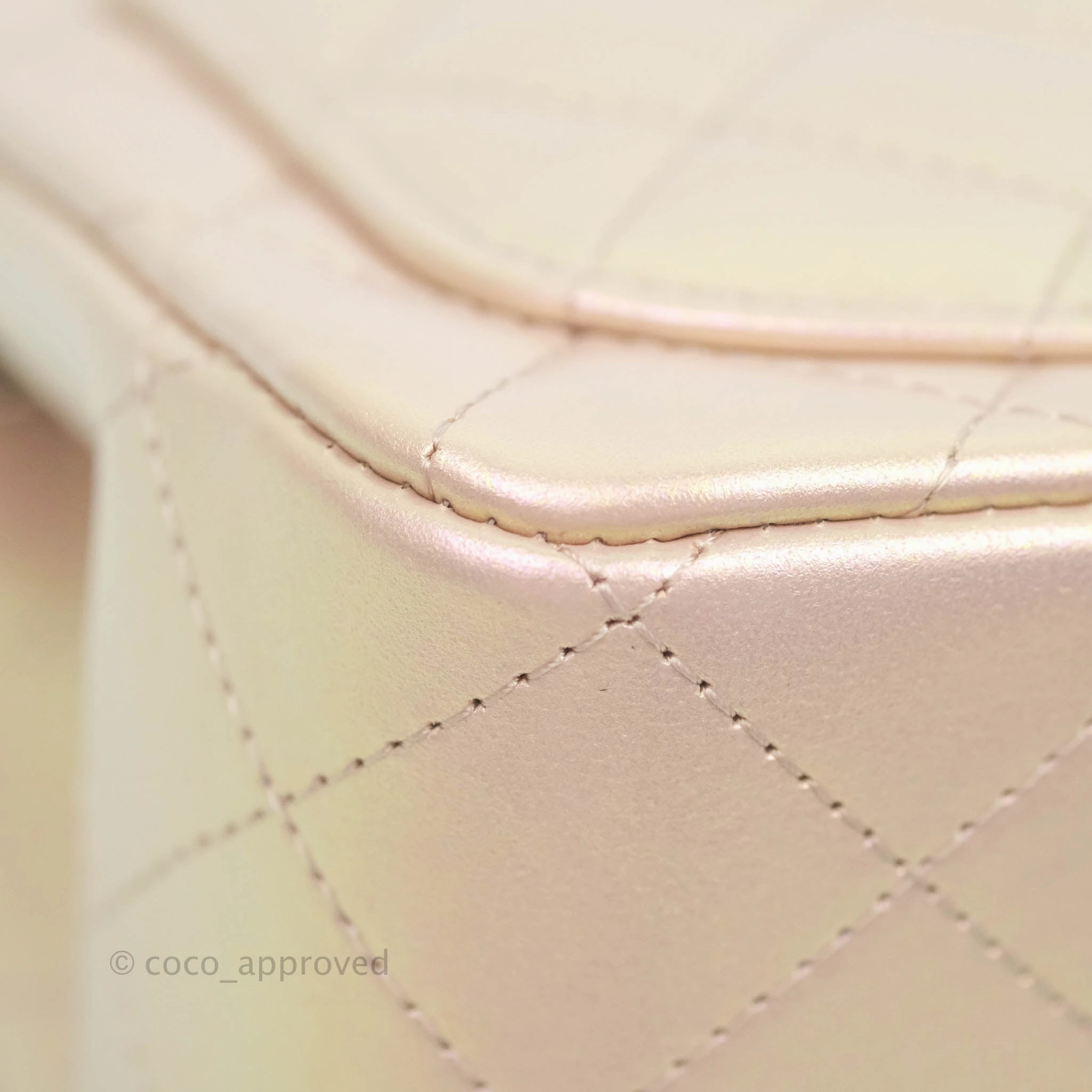 Chanel Mini Square Quilted Iridescent Pink Silver Hardware
