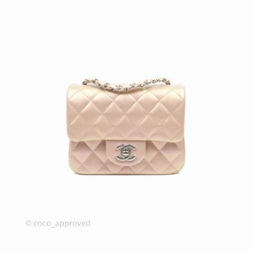 Chanel Mini Square Quilted Iridescent Pink Silver Hardware