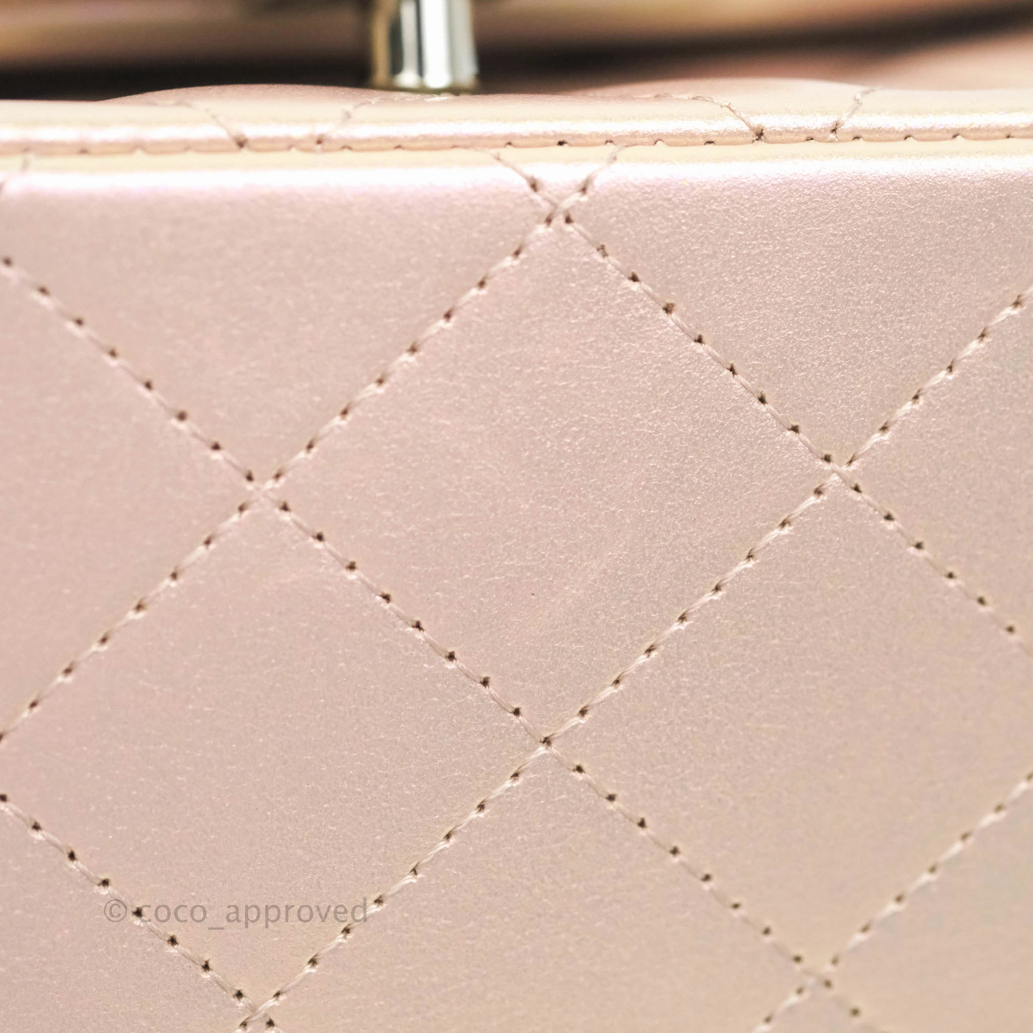 Chanel Mini Square Quilted Iridescent Pink Silver Hardware