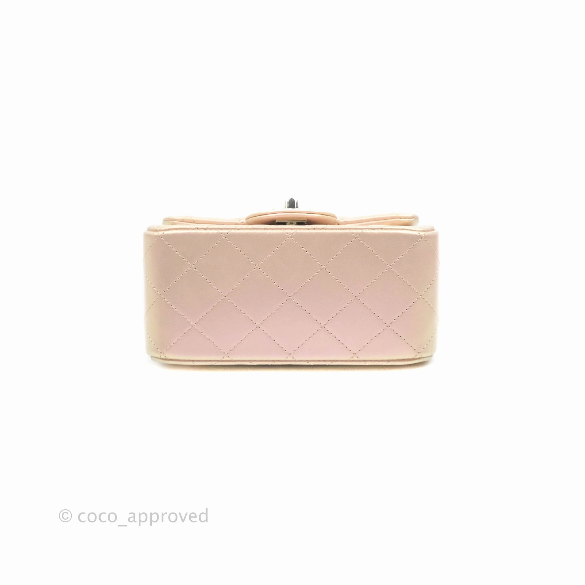 Chanel Mini Square Quilted Iridescent Pink Silver Hardware