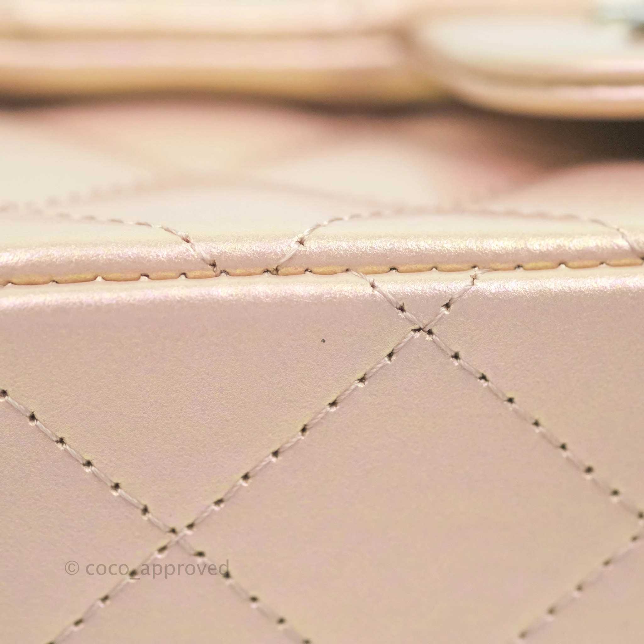 Chanel Mini Square Quilted Iridescent Pink Silver Hardware
