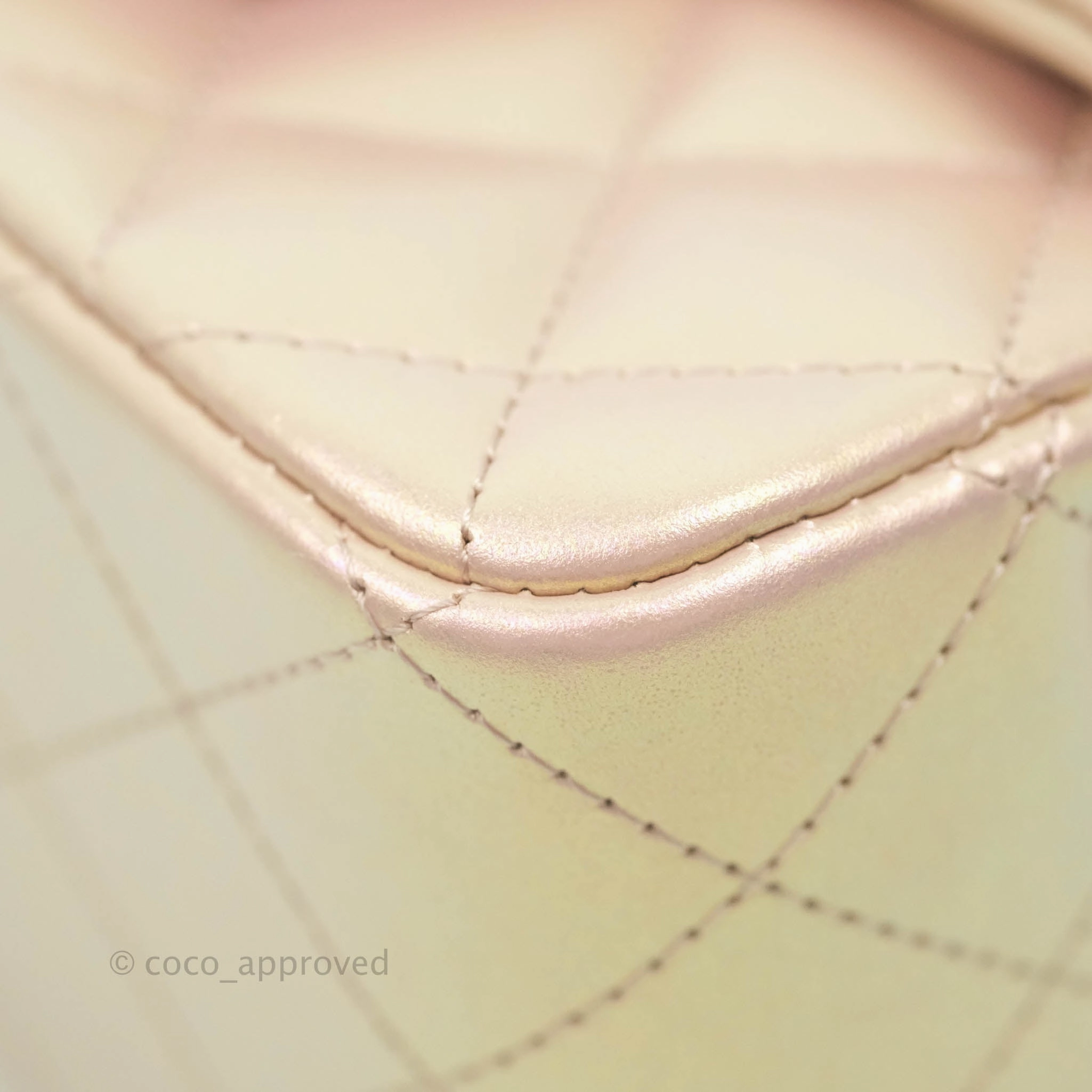 Chanel Mini Square Quilted Iridescent Pink Silver Hardware