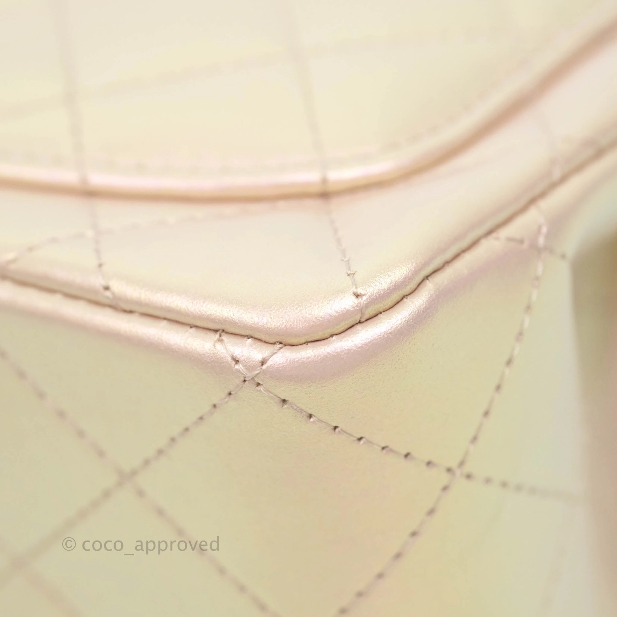 Chanel Mini Square Quilted Iridescent Pink Silver Hardware