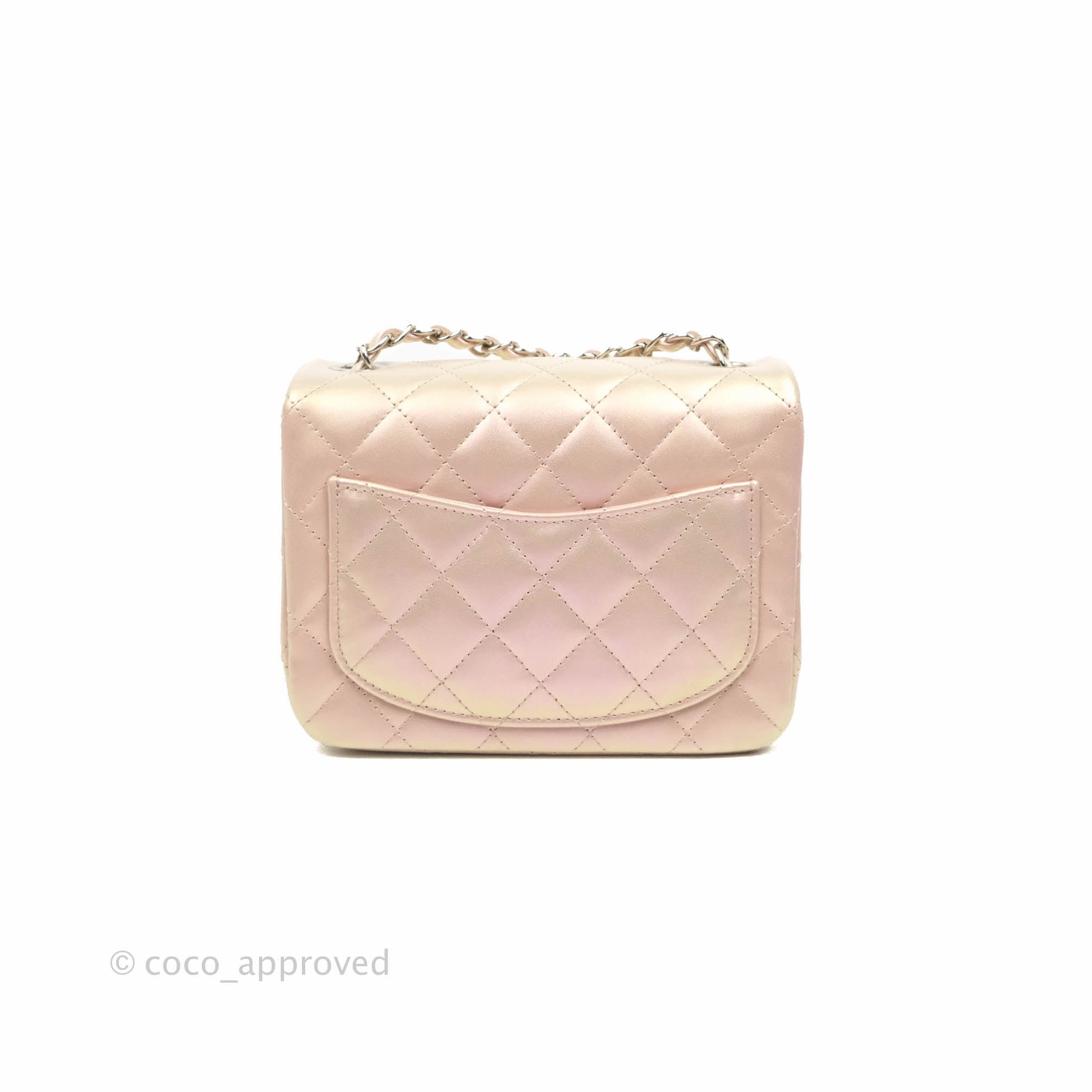 Chanel Mini Square Quilted Iridescent Pink Silver Hardware