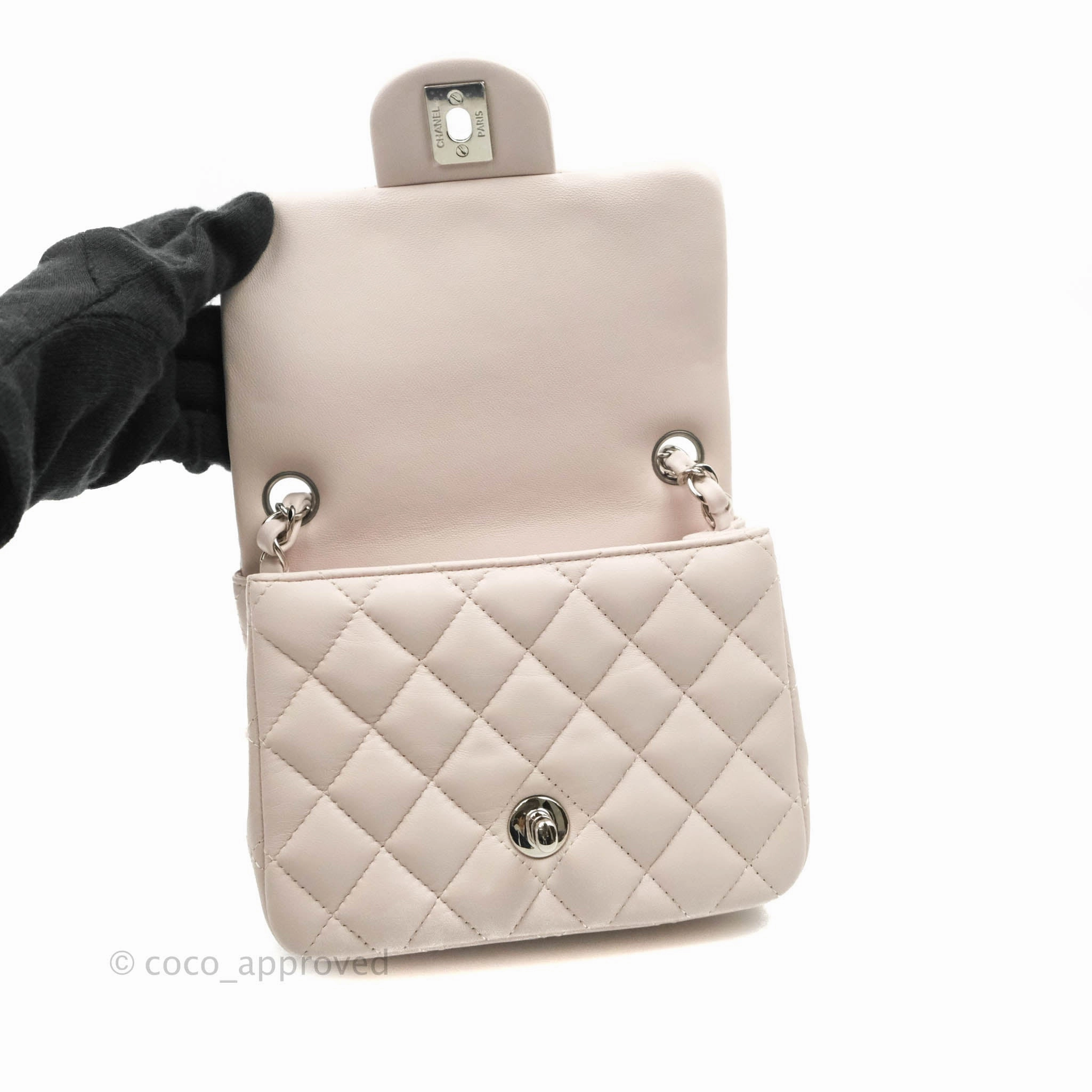 Chanel Mini Square Quilted Pale Lilac Silver Hardware